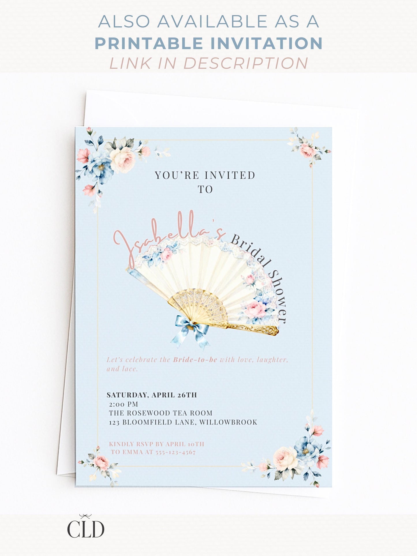 Animated Rococo Bridal Shower Evite-Wedding Luncheon, Bachelorette Hen Party Invitation (Instant Download Editable Canva Template Invite)