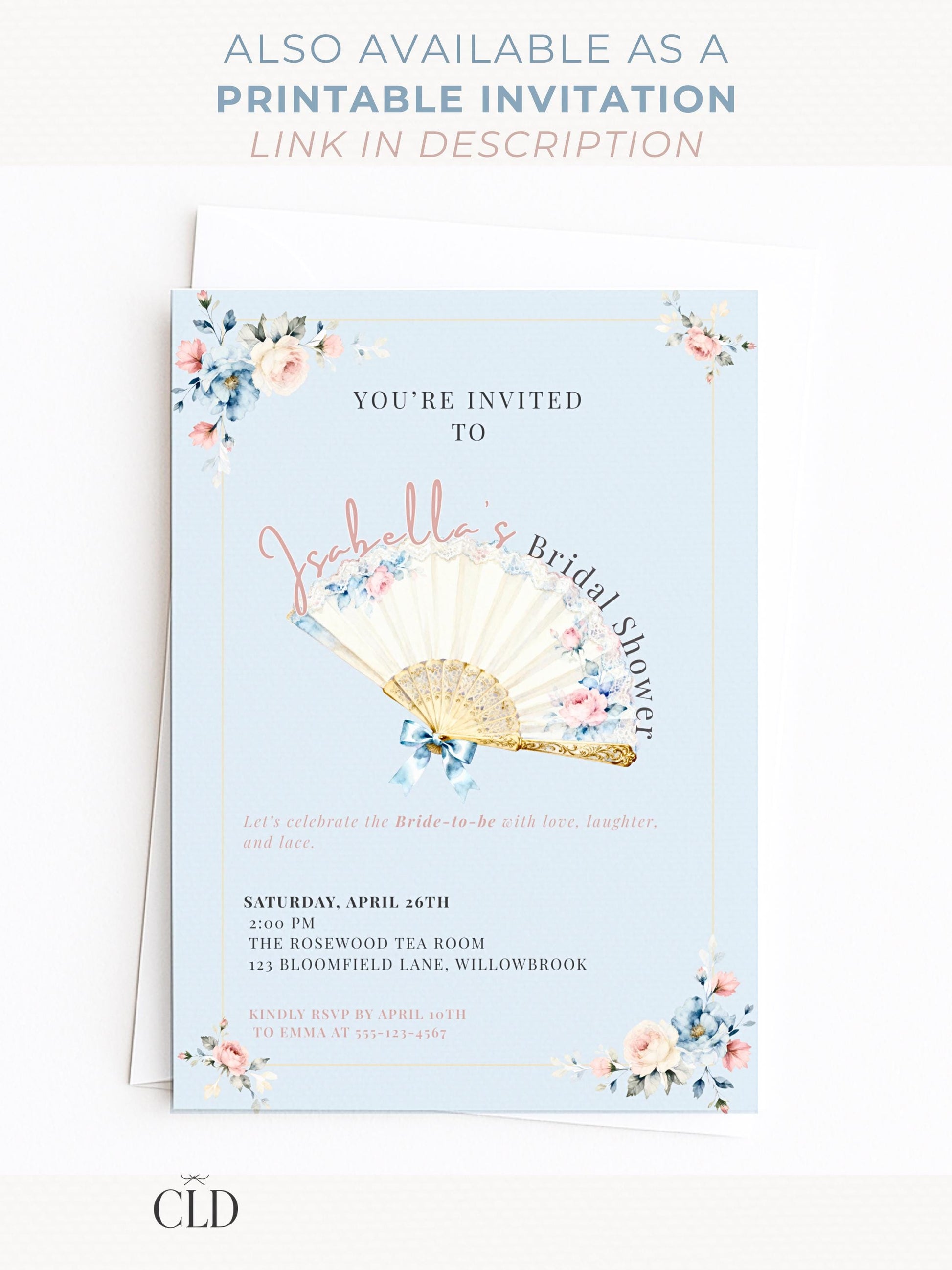 Animated Rococo Bridal Shower Evite-Wedding Luncheon, Bachelorette Hen Party Invitation (Instant Download Editable Canva Template Invite)