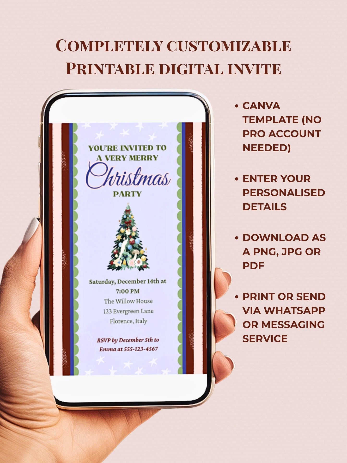 Maximalist Christmas Party Invitation - Bold Retro Holiday Invite (Instant Download Editable Canva Template) Printable & Digital Evite