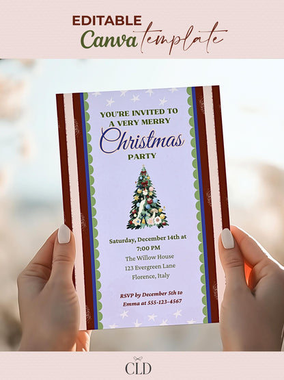 Maximalist Christmas Party Invitation - Bold Retro Holiday Invite (Instant Download Editable Canva Template) Printable & Digital Evite