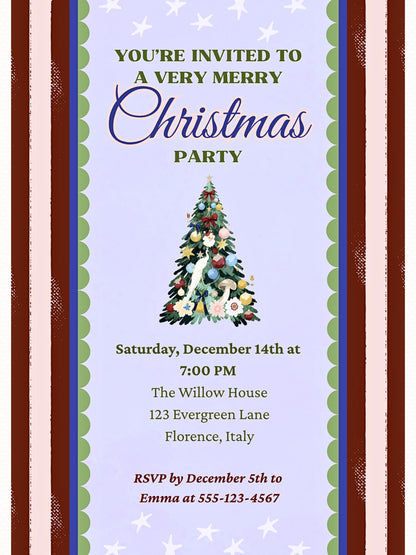 Maximalist Christmas Party Invitation - Bold Retro Holiday Invite (Instant Download Editable Canva Template) Printable & Digital Evite