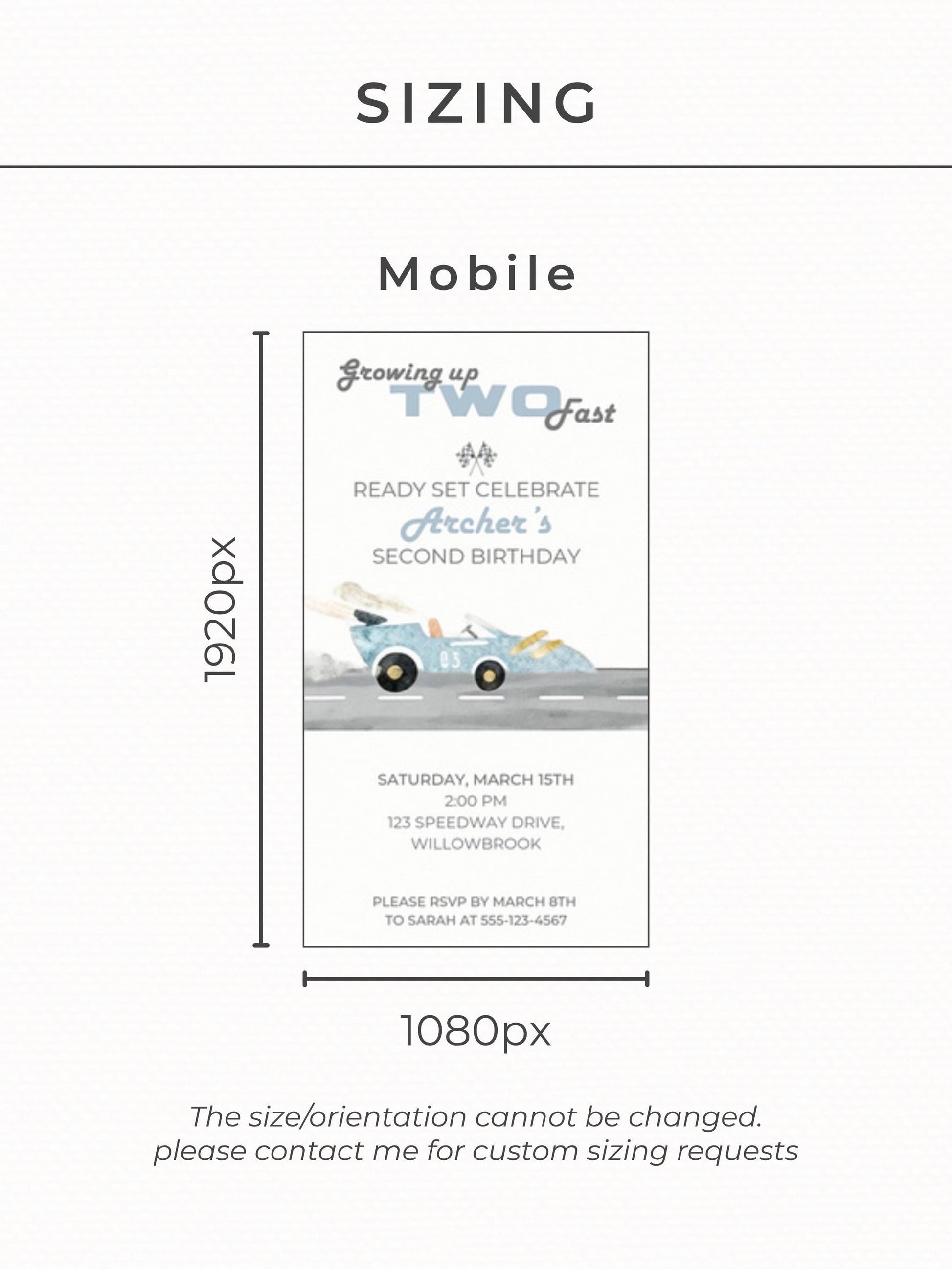 Animated Racing Car 2nd Birthday Invitation (Instant Download Editable Canva Template) Custom Digital Video Evite for Boy’s Party