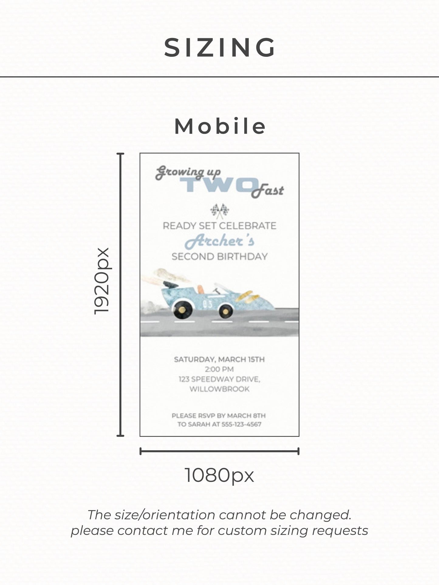 Animated Racing Car 2nd Birthday Invitation (Instant Download Editable Canva Template) Custom Digital Video Evite for Boy’s Party