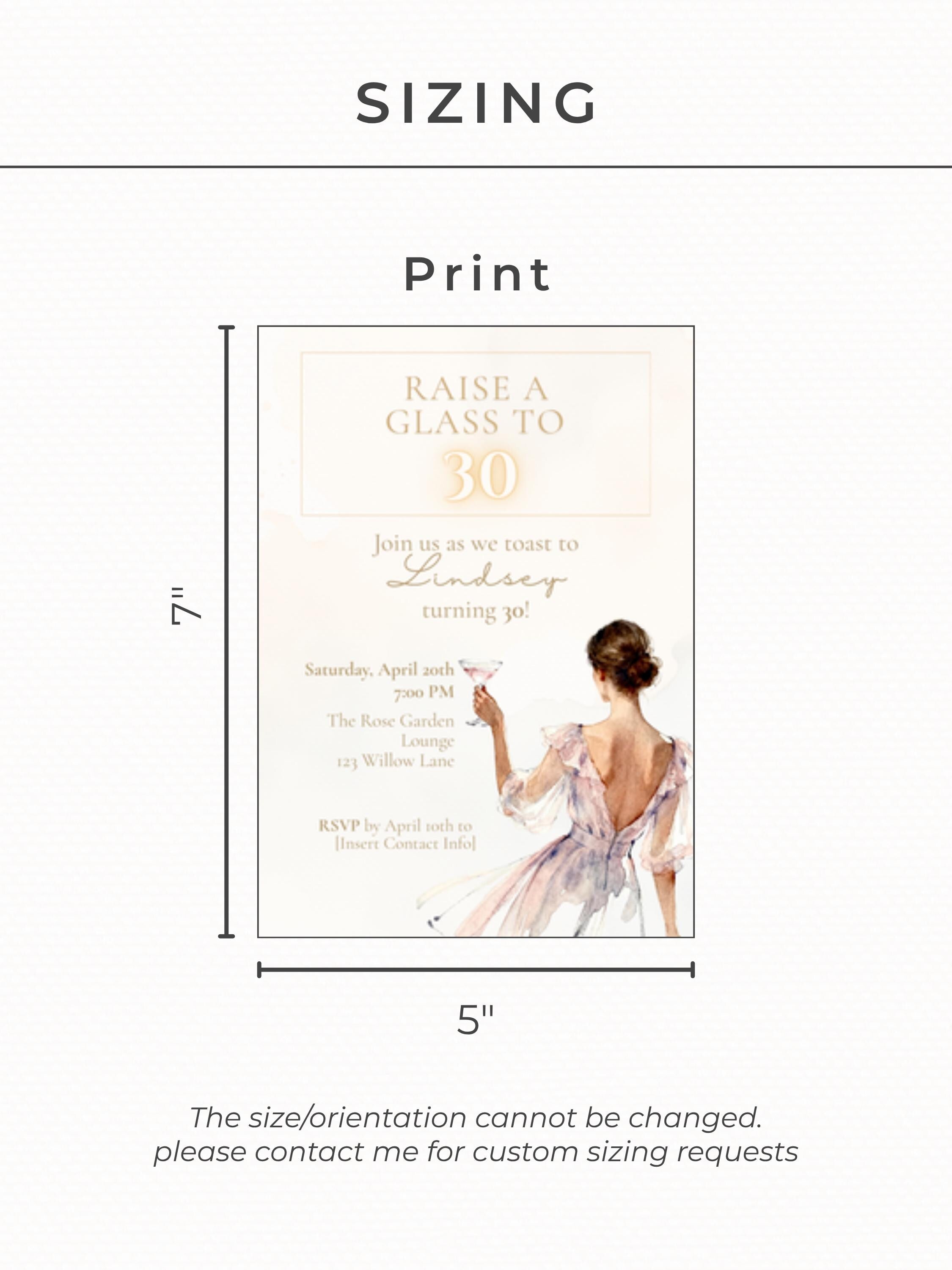 30th Birthday Invitation Template, Editable Digital Invite, Elegant Champagne Toast Party Printable (Instant Download Custom Canva Template)