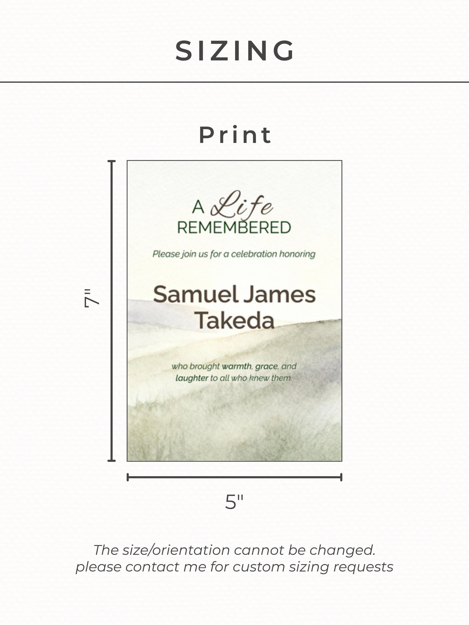 Custom Watercolor Memorial Invitation & Portrait - Editable Canva Celebration of Life Template - Personalized Funeral Keepsake