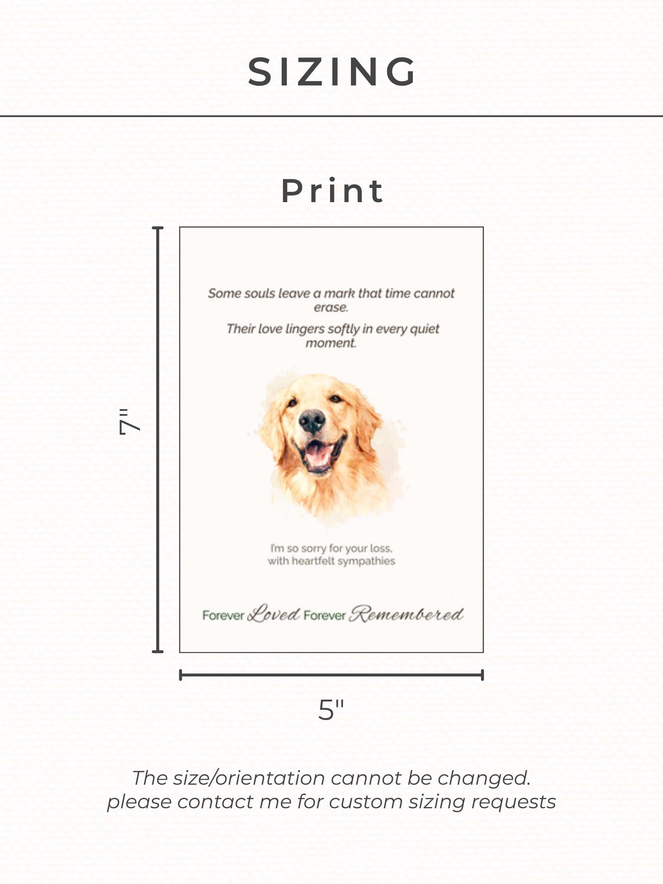 Custom Pet Sympathy Card & Watercolor Portrait Keepsake - Pet Loss Memorial Gift -Personalized Pet Bereavement Card-Editable Canva Template