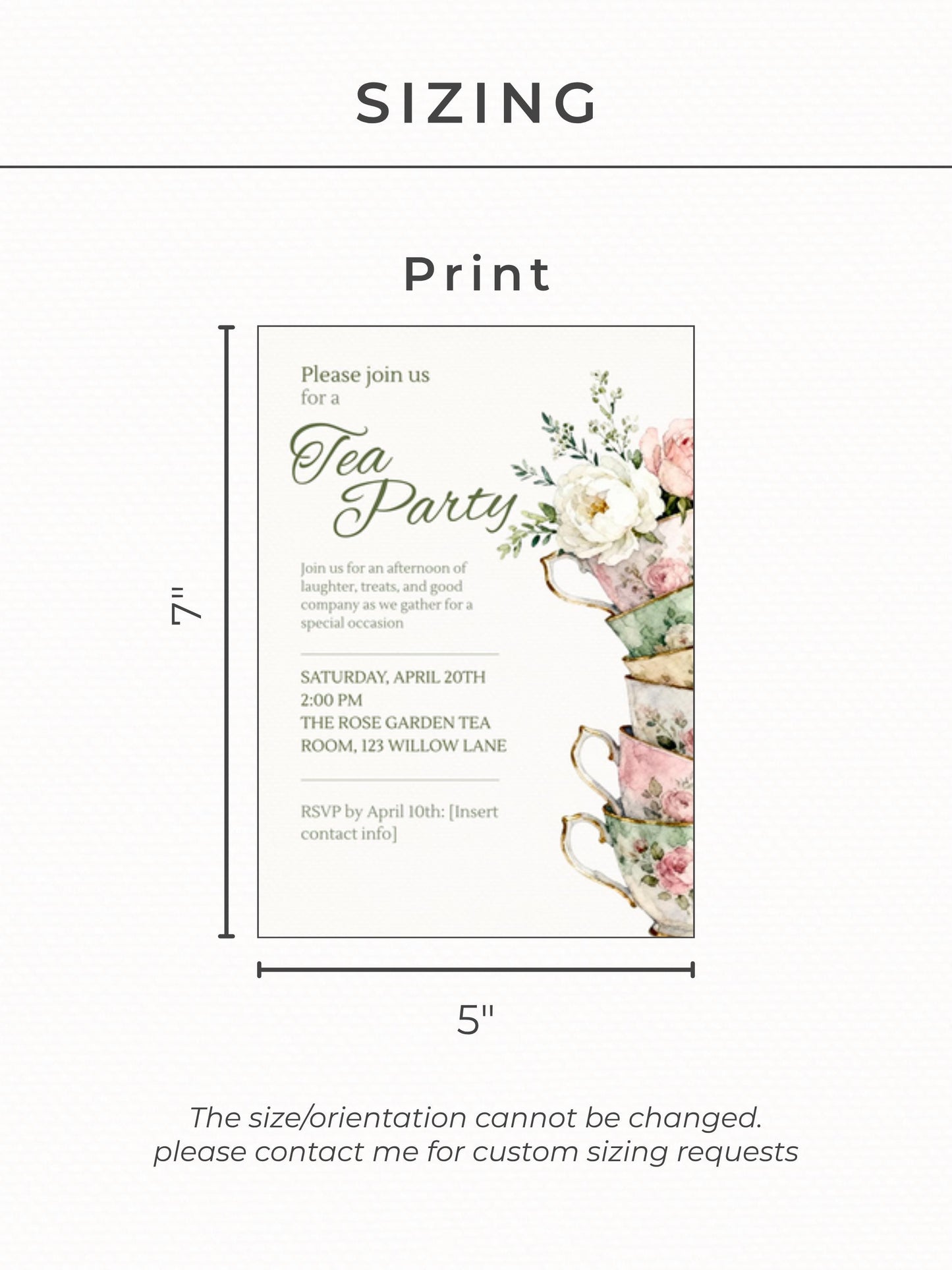 Tea Party Invitation Template, Editable Canva Invite, Floral Teacup Printable, Garden Party, Bridal Evite, Baby Shower, Instant Download