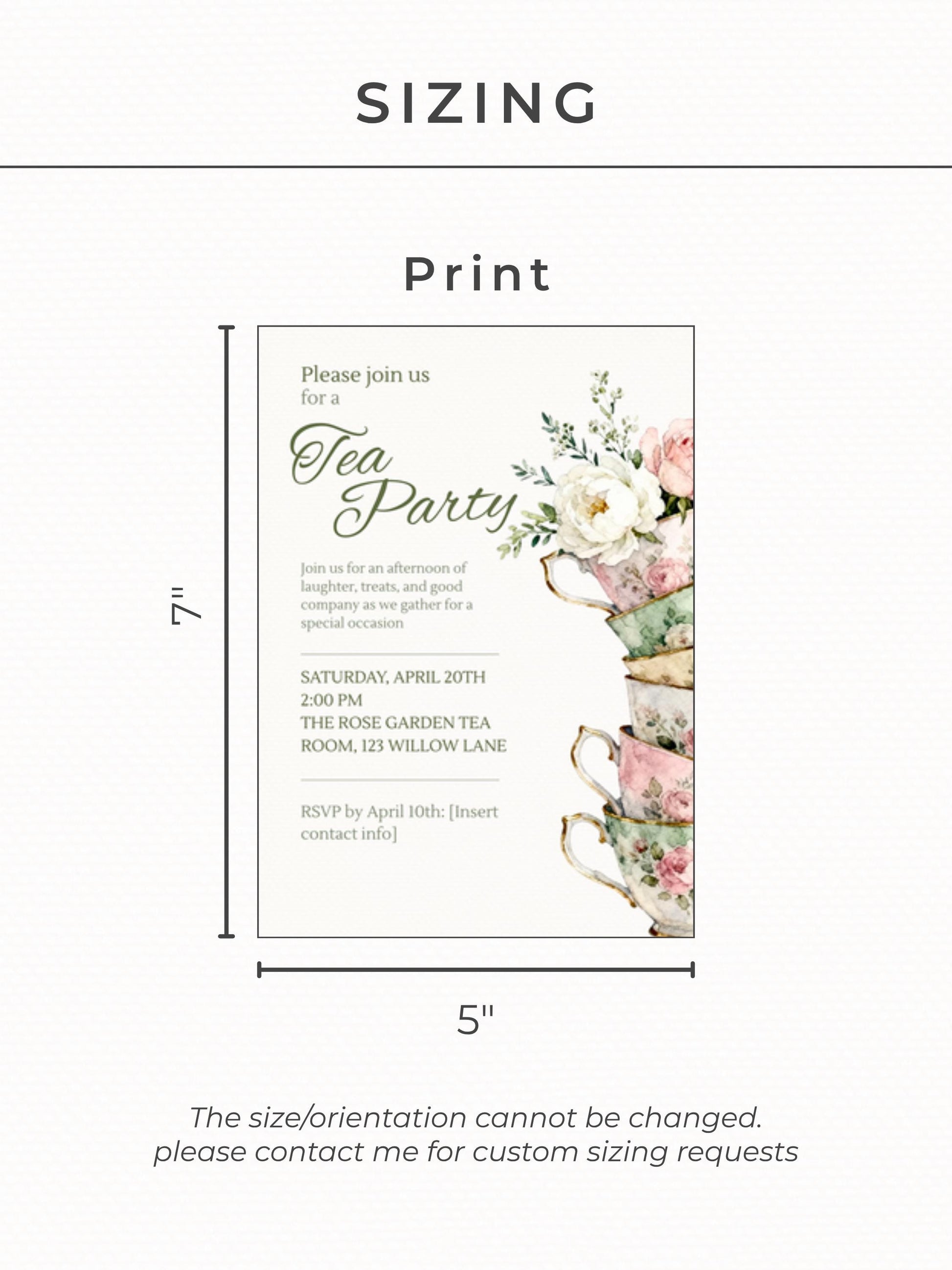 Tea Party Invitation Template, Editable Canva Invite, Floral Teacup Printable, Garden Party, Bridal Evite, Baby Shower, Instant Download