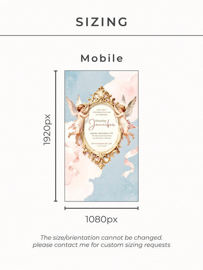 Animated Rococo Cherub Baby Shower Invitation-Regencycore Digital Evite (Instant Download Editable Canva Template) Nesting Party Invite