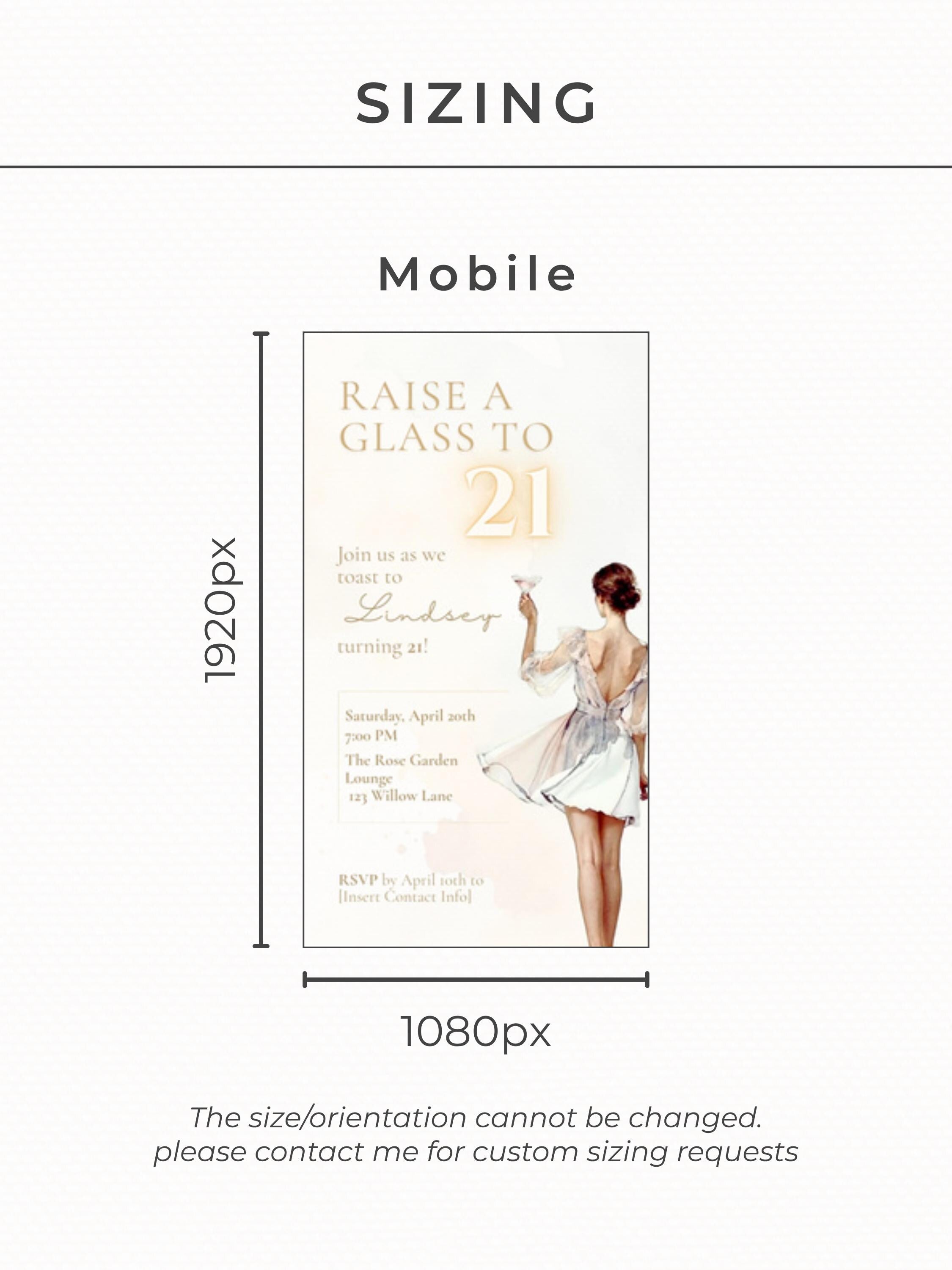 Animated 21st Birthday Invitation (Instant Download Editable Canva Template) Raise a Glass Champagne Theme Evite for WhatsApp or Text