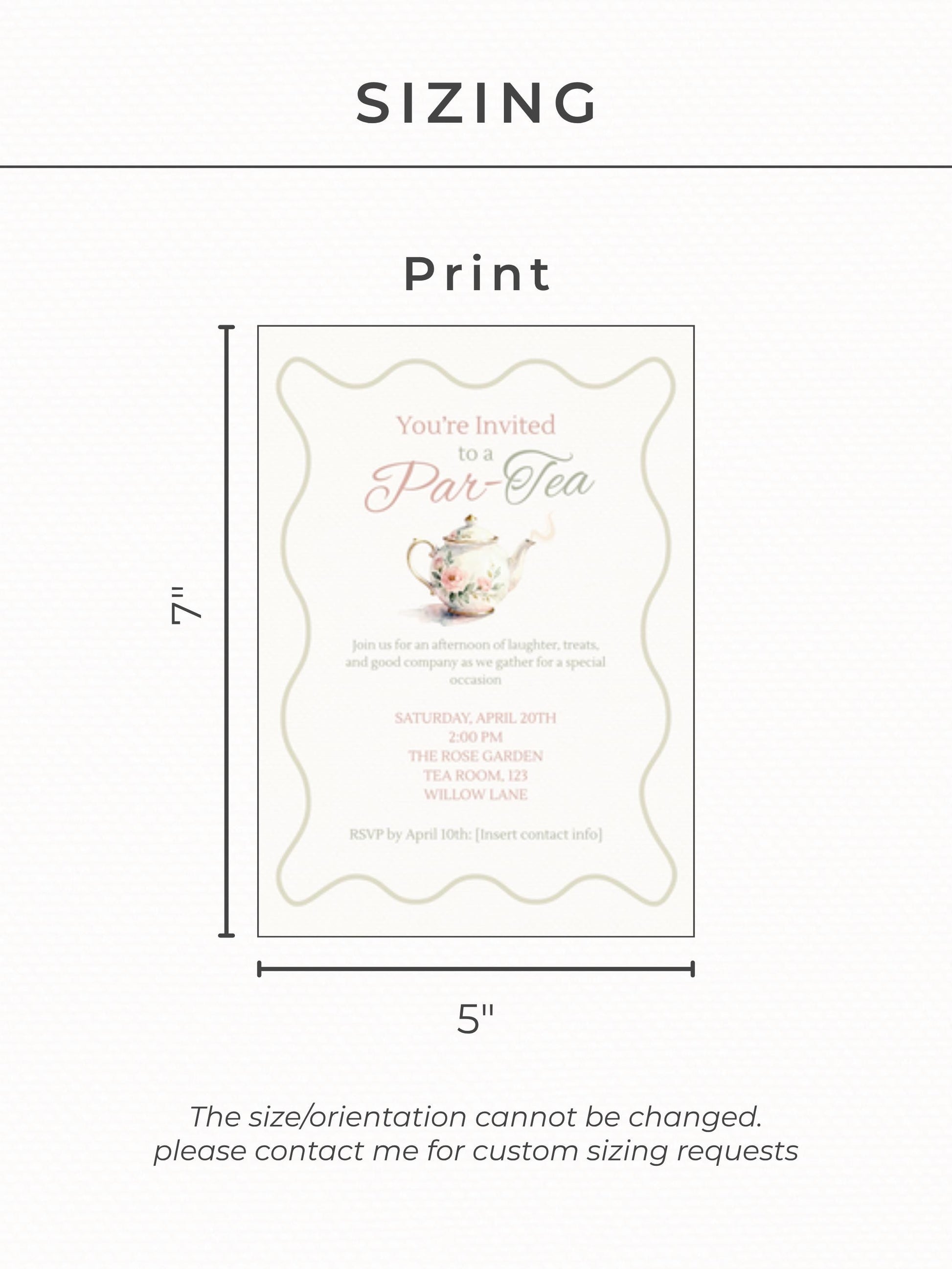 Editable Tea Party Invitation - Afternoon Tea, Birthday, Garden, Bridal Events Evite (Instant Download Printable Digital Canva Template)