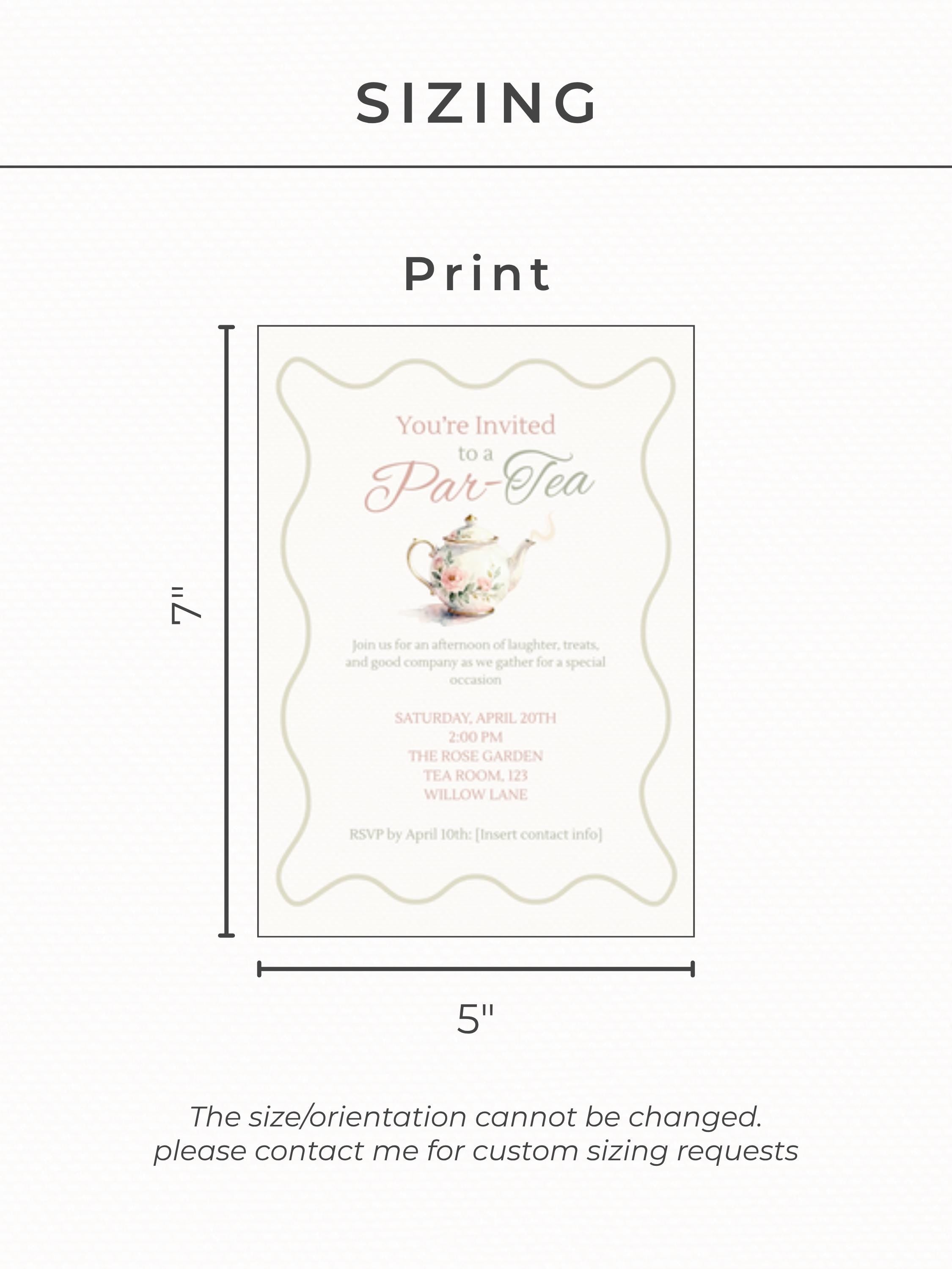 Editable Tea Party Invitation - Afternoon Tea, Birthday, Garden, Bridal Events Evite (Instant Download Printable Digital Canva Template)
