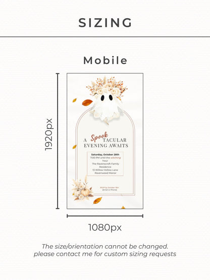 Halloween Digital Evite, Animated Halloween Party Invitation, Editable Canva Template, Black and Gold Ghost Invitation, Elegant Fall Invite