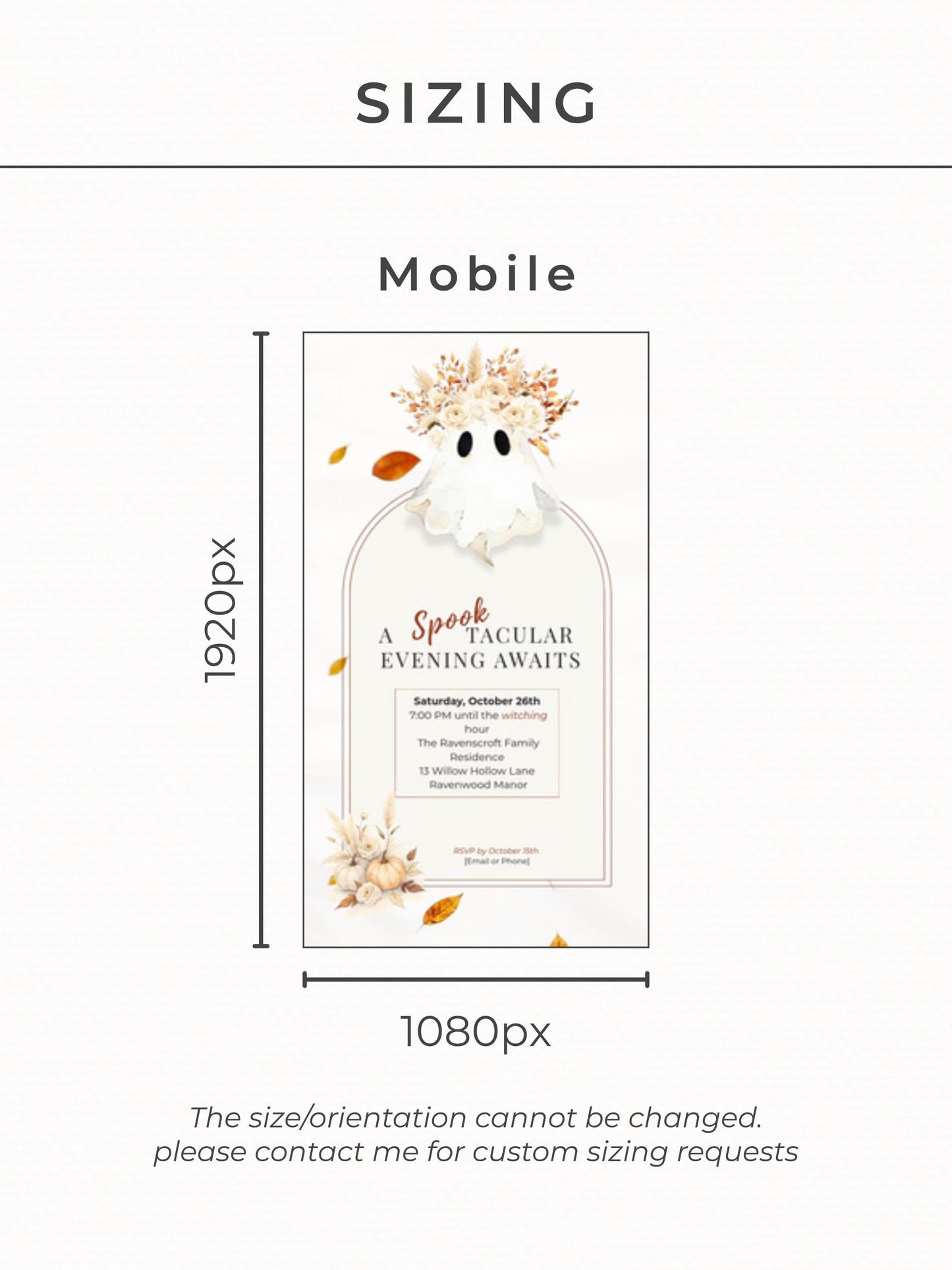 Halloween Digital Evite, Animated Halloween Party Invitation, Editable Canva Template, Black and Gold Ghost Invitation, Elegant Fall Invite