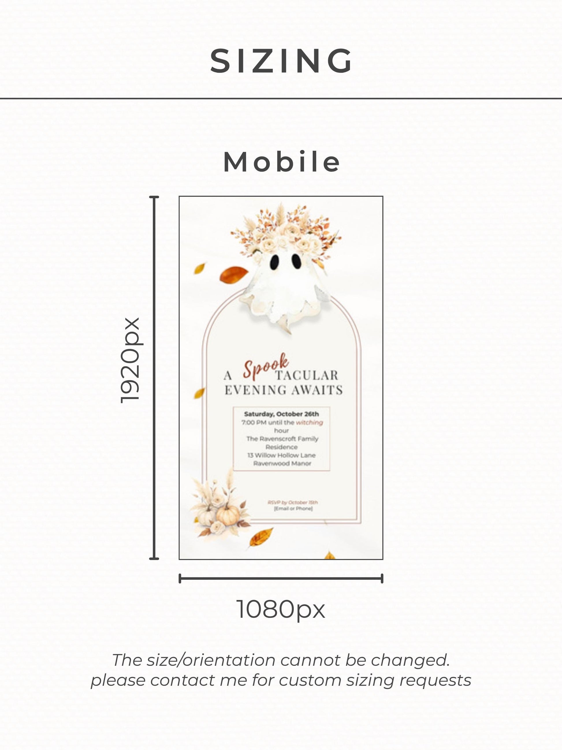 Halloween Digital Evite, Animated Halloween Party Invitation, Editable Canva Template, Black and Gold Ghost Invitation, Elegant Fall Invite