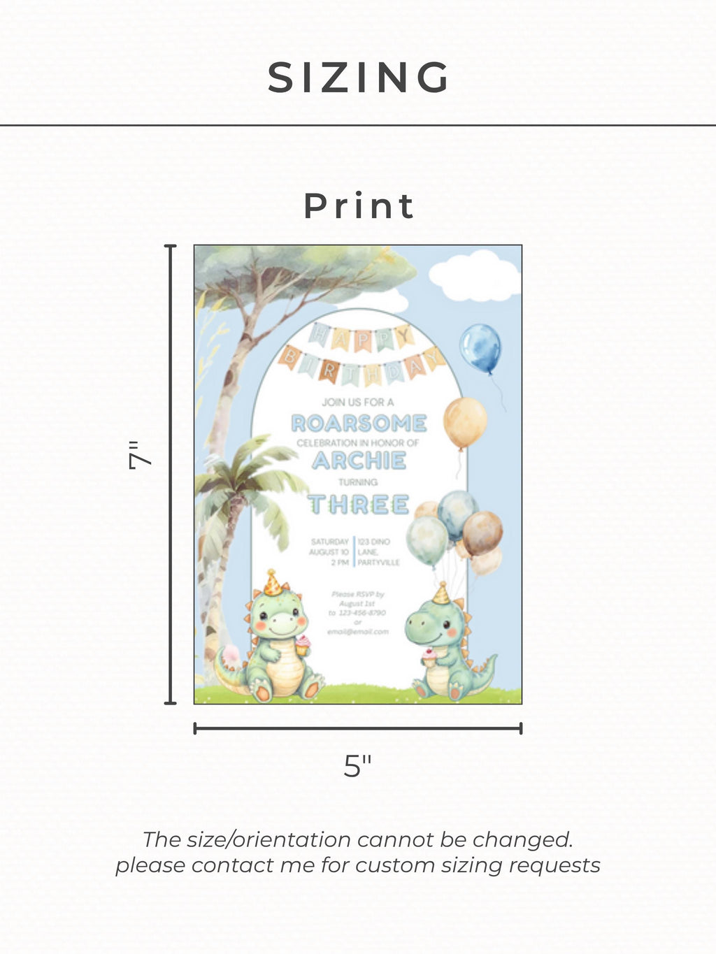 3rd Birthday Dinosaur Invitation- Dino Themed (Editable Canva Template Instant Download) -Kids Birthday Party