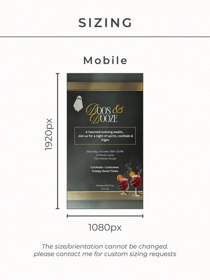 Boos and Booze Evite, Haunted Halloween Party Invitation, Spooky Cocktail Digital Invite, Editable Canva Template, Animated Halloween Evite