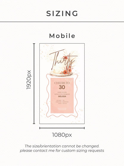 30th Birthday Invitation Animated Digital Evite with Clinking Glass Animation and Envelope Reveal, Peach Pink Editable Canva Video Template