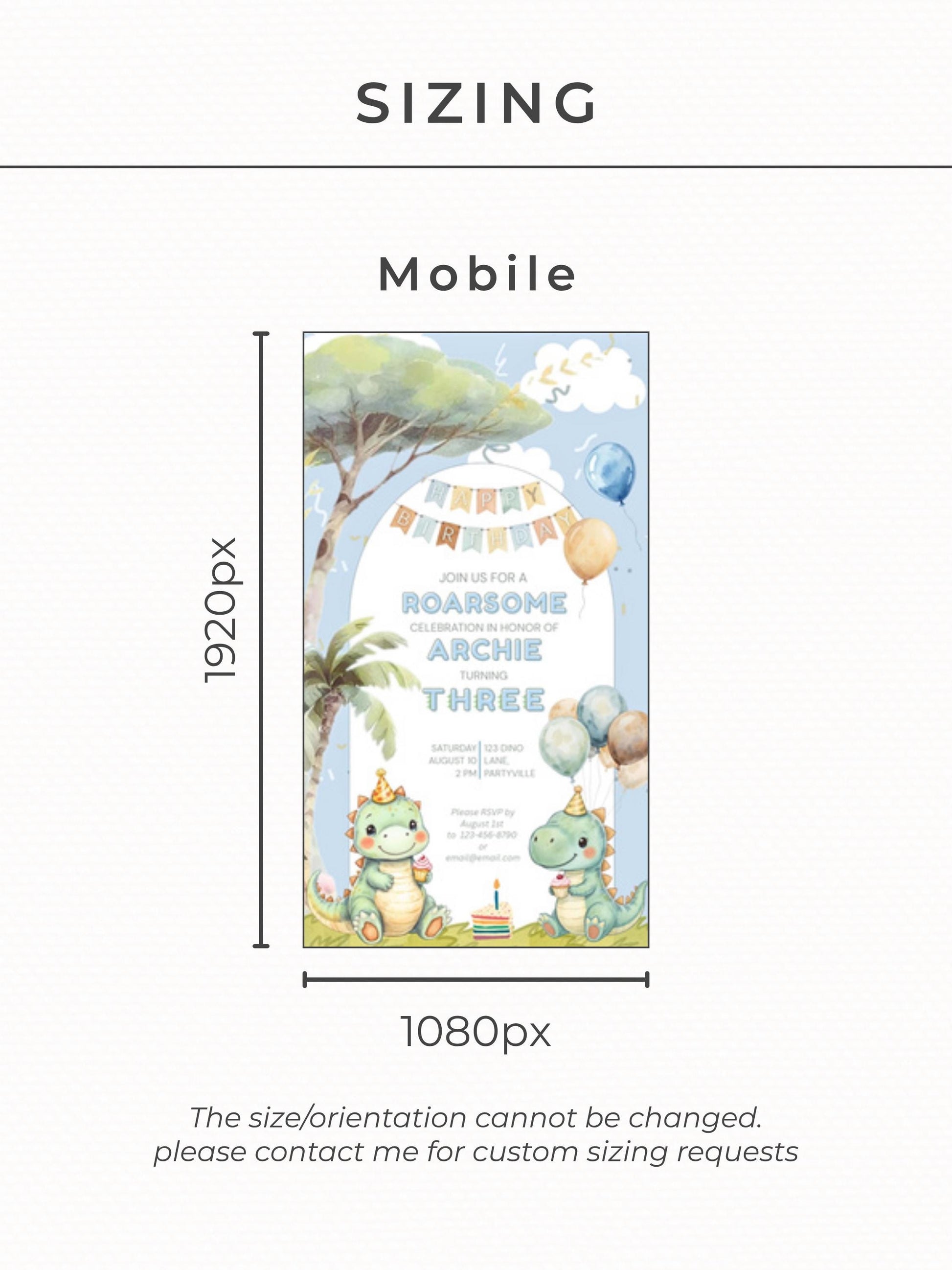 3rd Birthday Dinosaur Evite - Dino Themed Animated Digital Invitation - Editable Canva Template Kids Birthday Party Electronic Invite