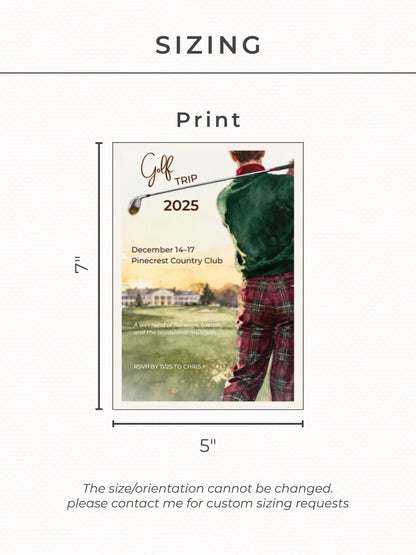 Golf Trip Invitation Template - Editable Canva Golfing Weekend Evite - Plaid Country Club Digital Instant Download Printable Invite