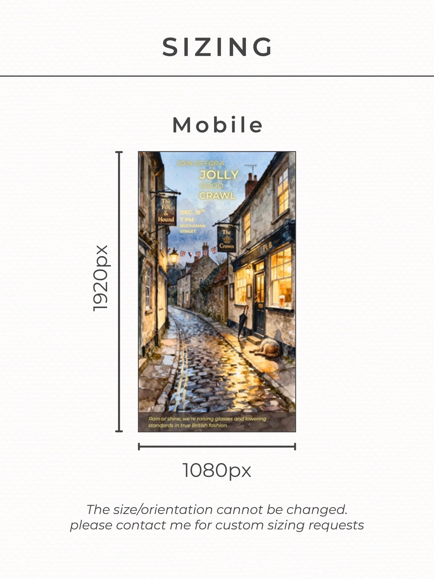 Animated Pub Crawl Invitation - British Village Watercolor Evite (Instant Download Editable Canva Template) Bar Crawl Digital Invite Video