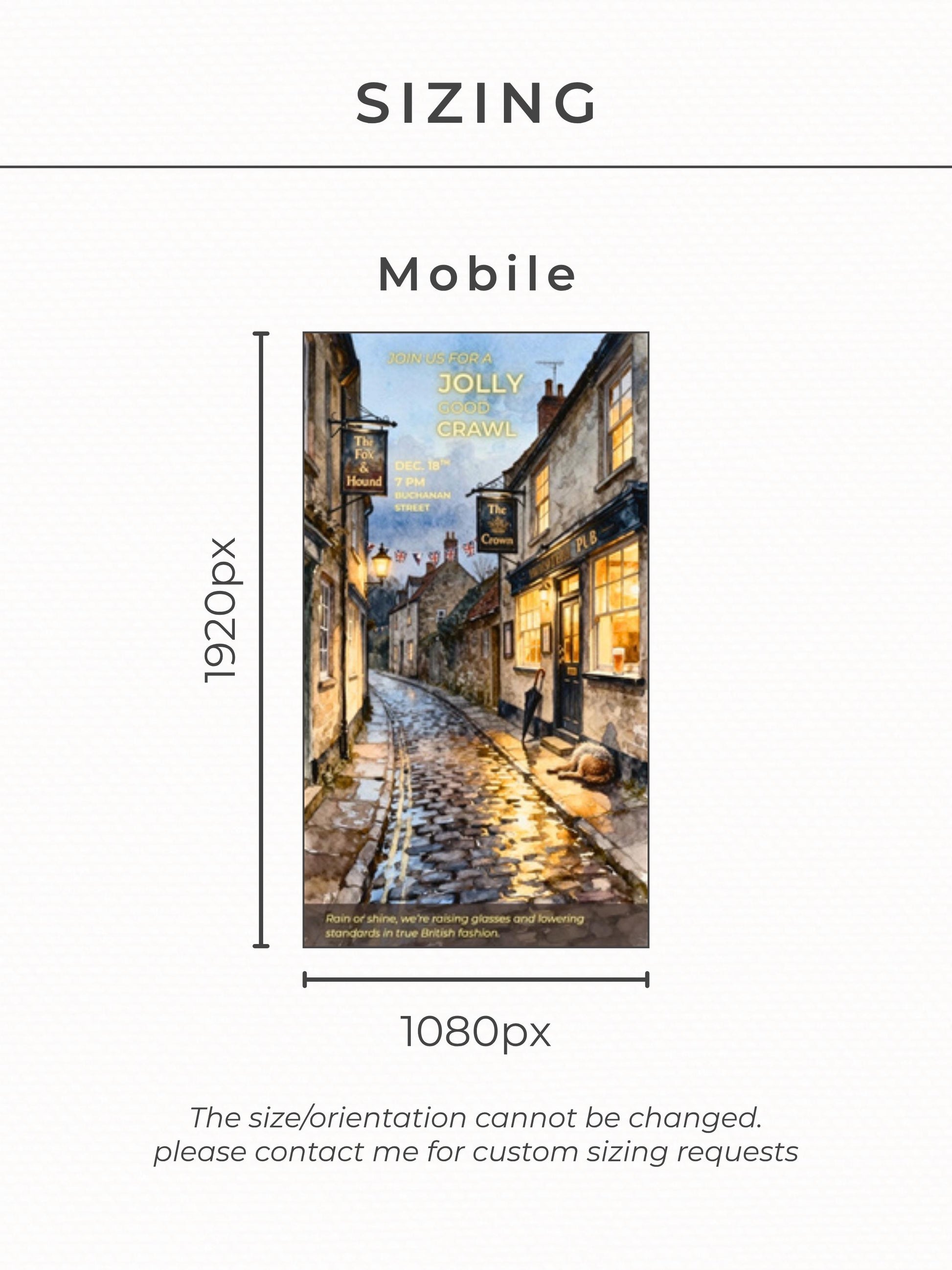 Animated Pub Crawl Invitation - British Village Watercolor Evite (Instant Download Editable Canva Template) Bar Crawl Digital Invite Video