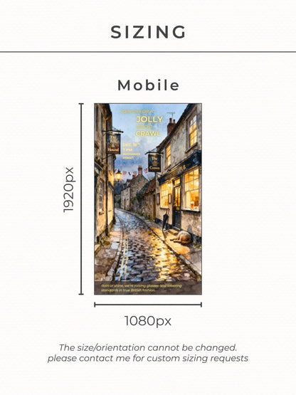 Animated Pub Crawl Invitation - British Village Watercolor Evite (Instant Download Editable Canva Template) Bar Crawl Digital Invite Video