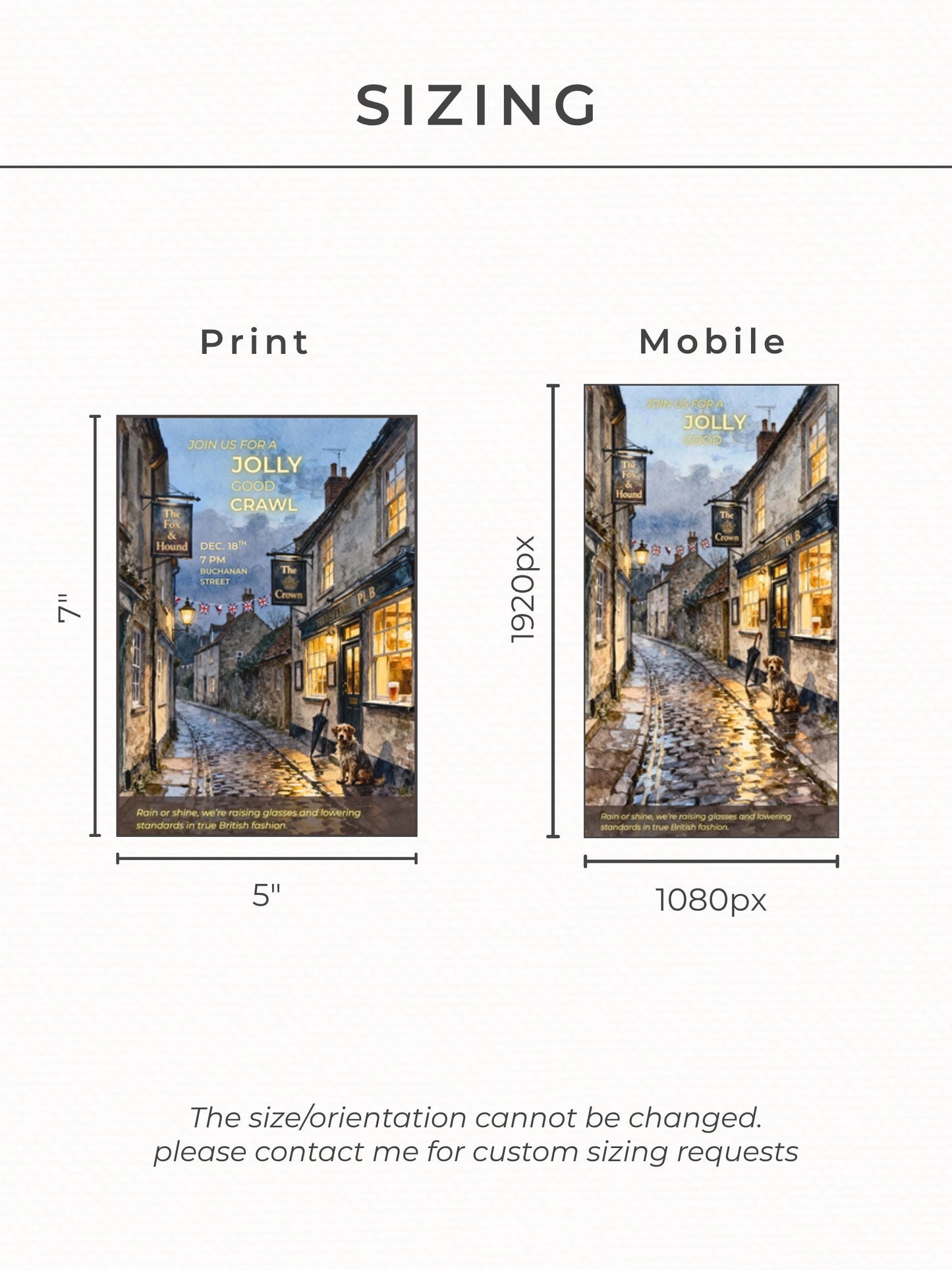 Pub Crawl Invitation Template - Printable British Watercolor Invite - Bar Hop Night Out Evite (Instant Download Editable Canva Template)