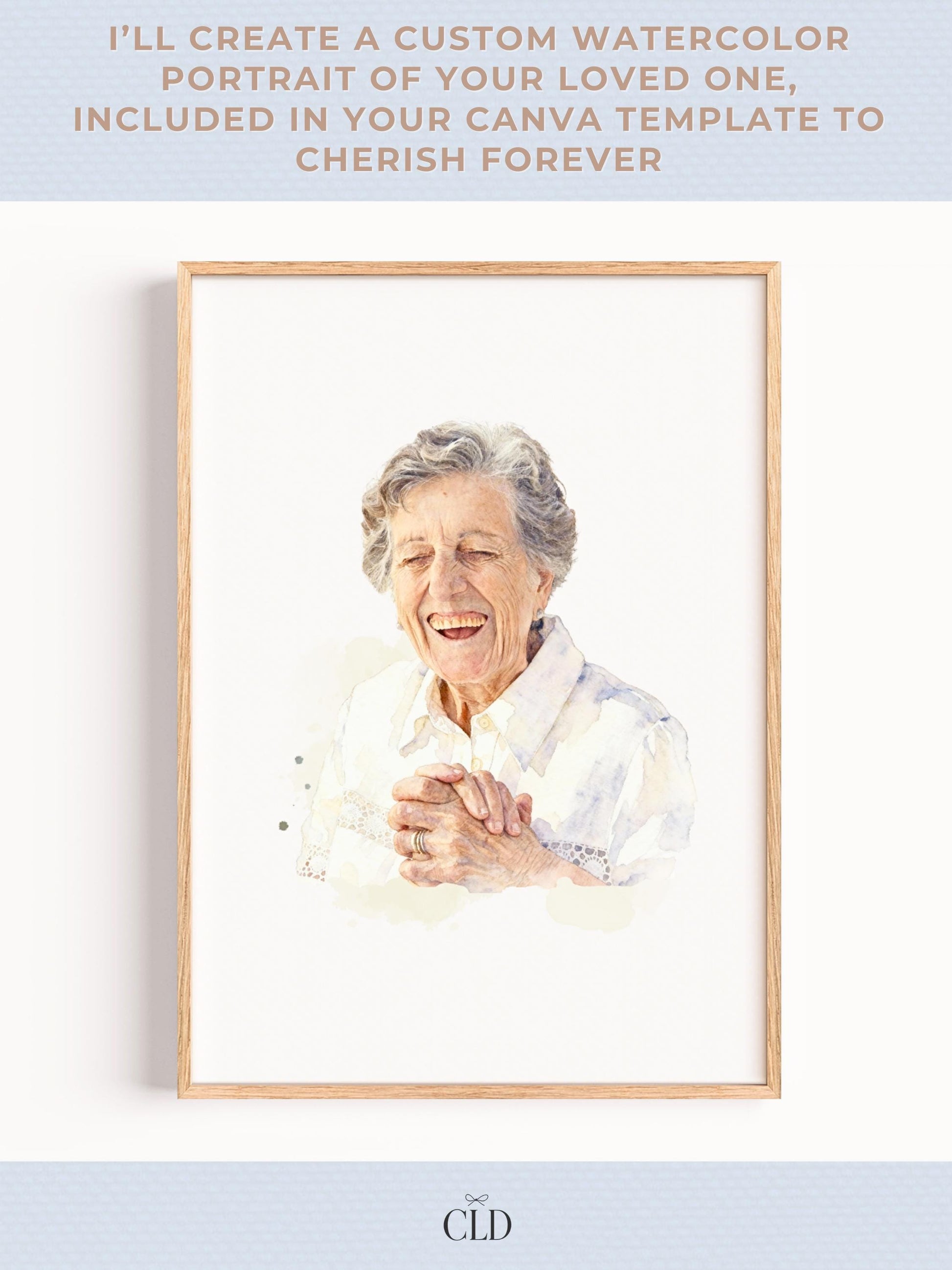 Custom Watercolor Memorial Template-Editable Canva Funeral Invitation-Celebration of Life Program (Personalized Portrait Keepsake)
