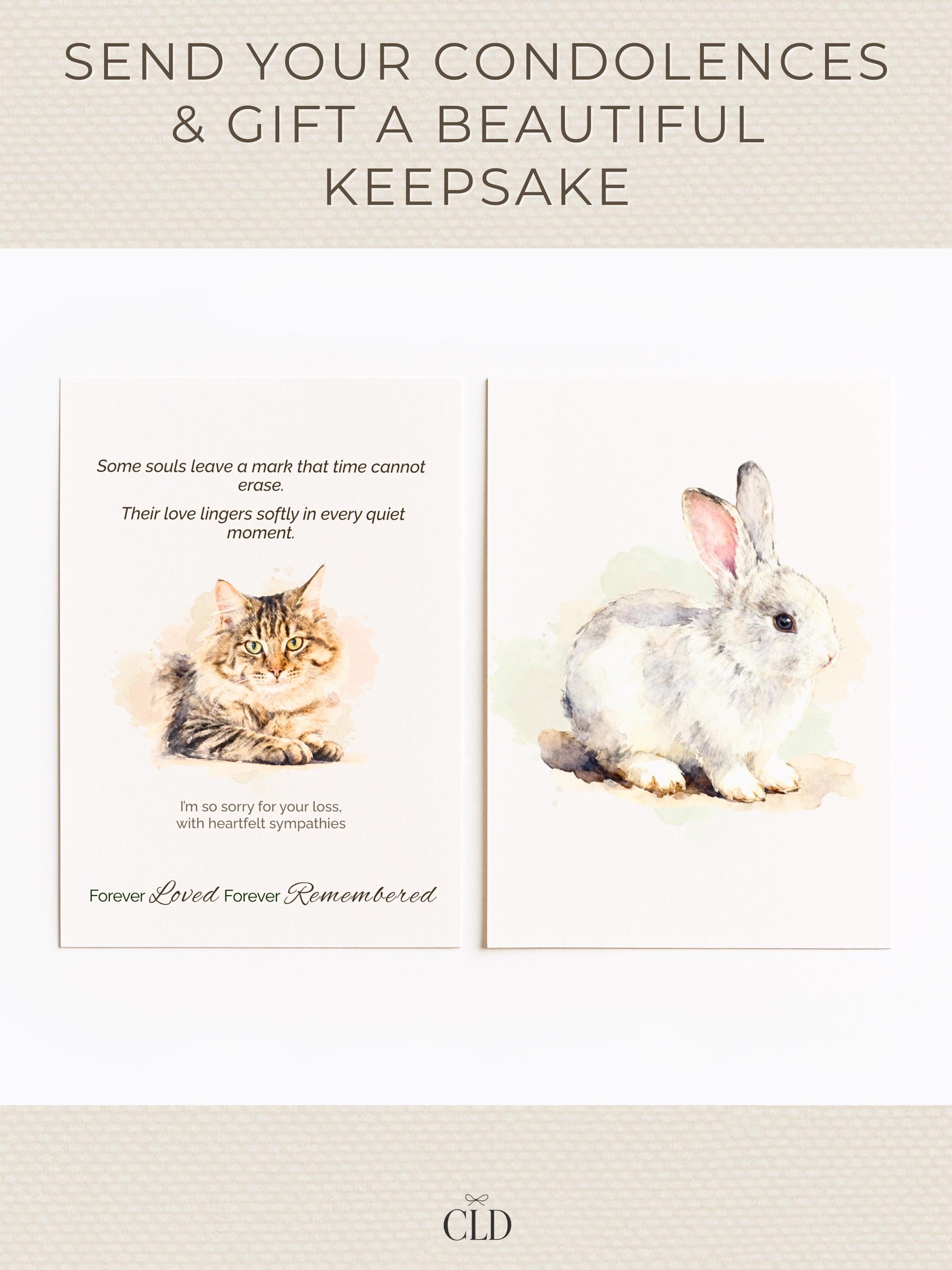 Custom Pet Sympathy Card & Watercolor Portrait Keepsake - Pet Loss Memorial Gift -Personalized Pet Bereavement Card-Editable Canva Template