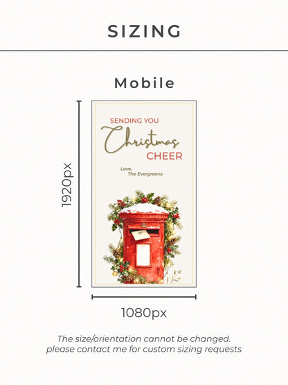 Animated Christmas Cheer Card - Editable Digital Holiday Greeting (Instant Download Canva Template Custom Video) - Vintage British Postbox