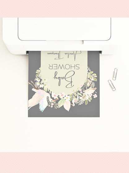 Baby Shower Invitation Gender Neutral Design Template Canva Editing Digital Download Birth Announcement Party Floral Watercolor Art