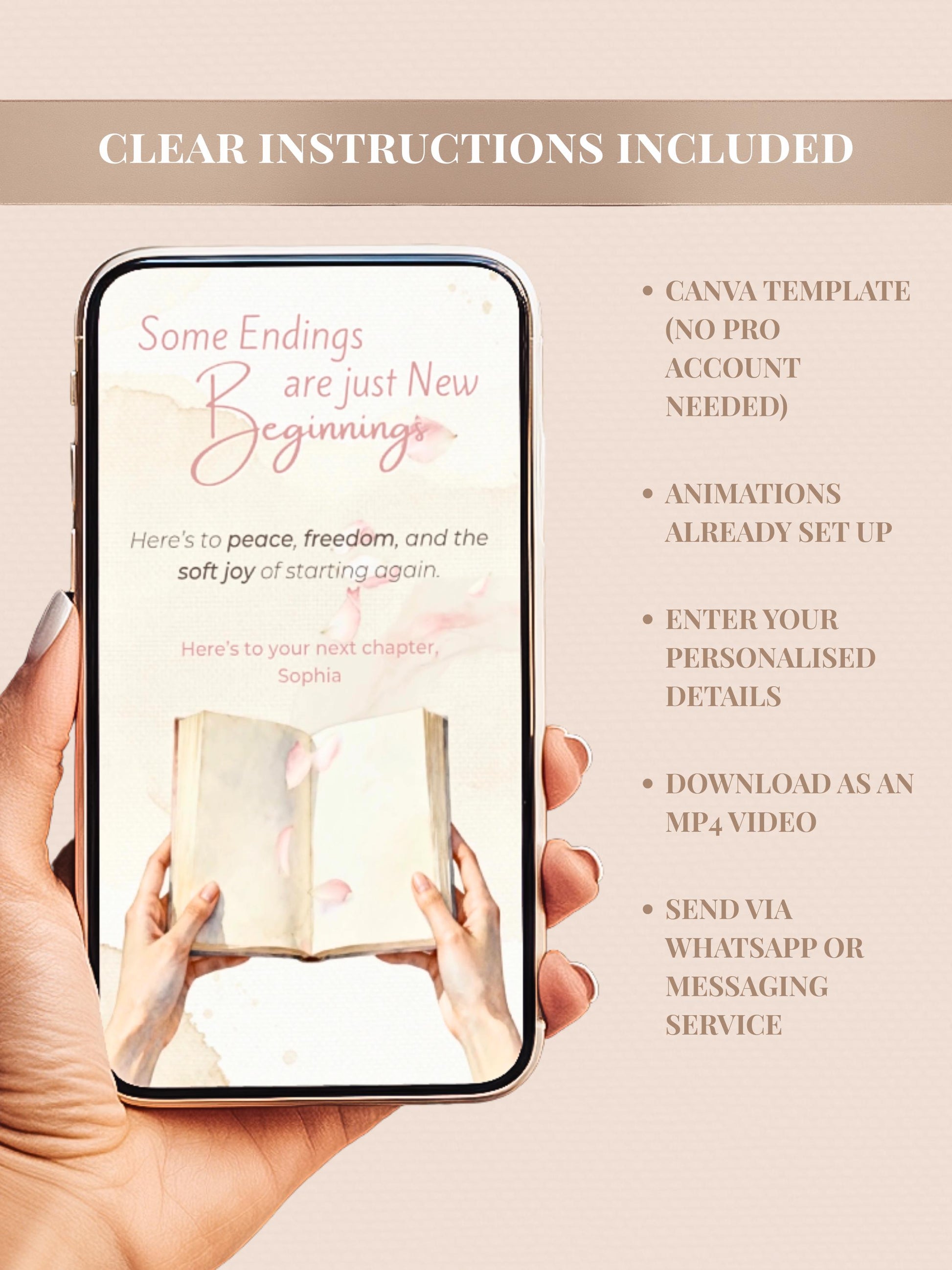 Animated Digital Card for Friend going through Divorce, Separation & New Beginnings (Digital Instant Download Editable Canva Template)