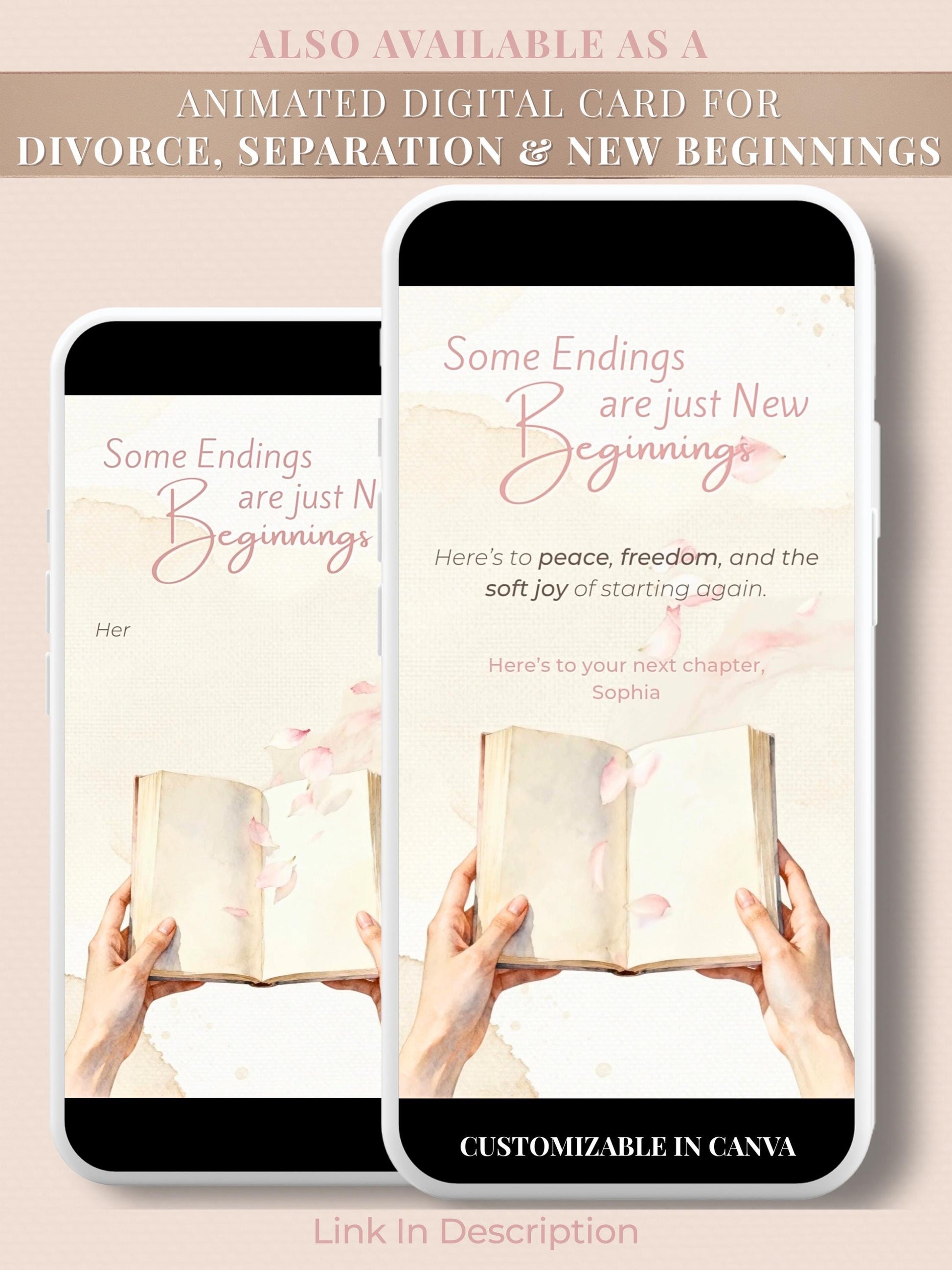 Printable Divorce, Separation, New Beginnings Card (Instant Digital Download Editable Canva Template) Friend Encouragement Well Wishes