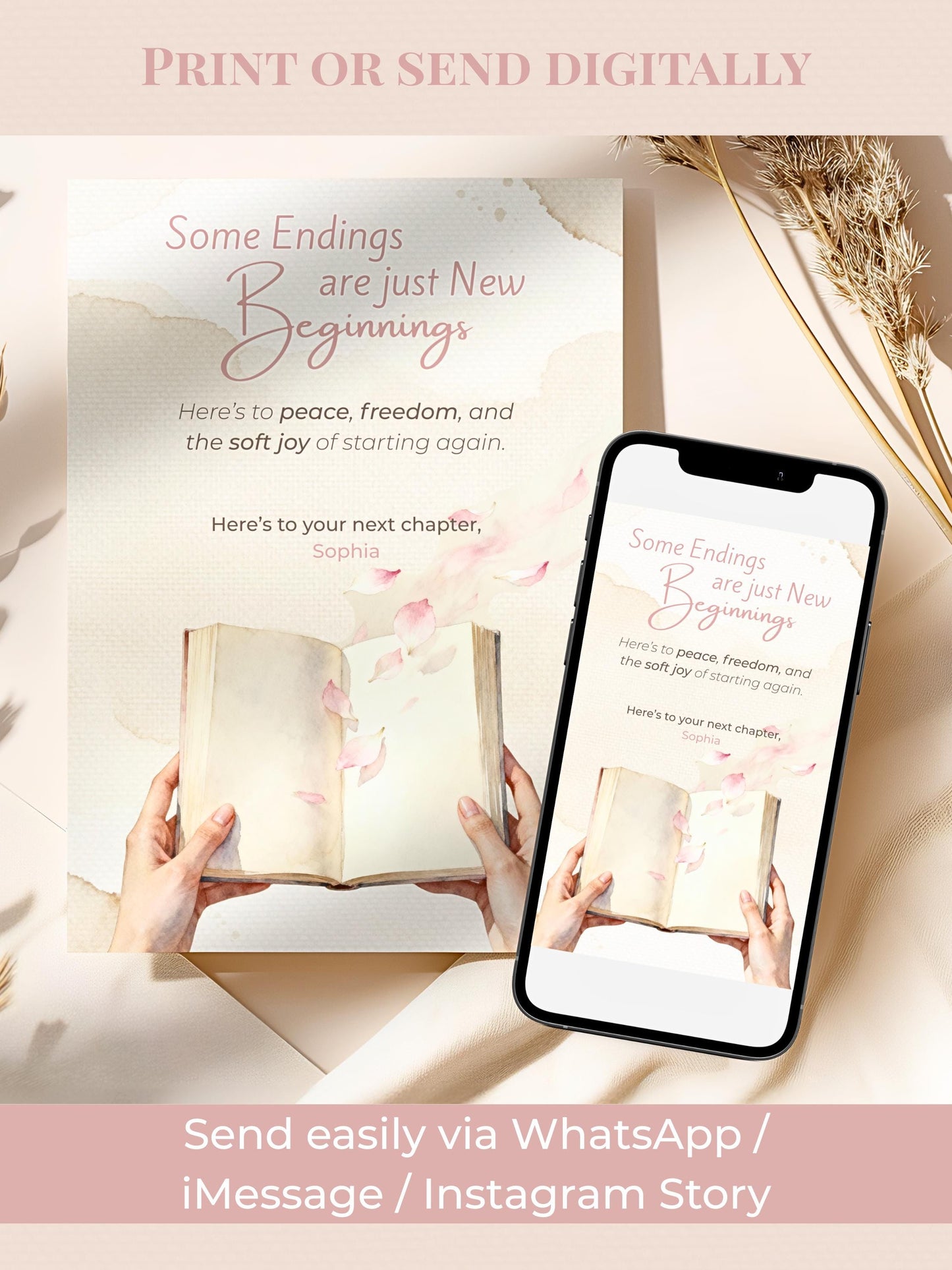 Printable Divorce, Separation, New Beginnings Card (Instant Digital Download Editable Canva Template) Friend Encouragement Well Wishes