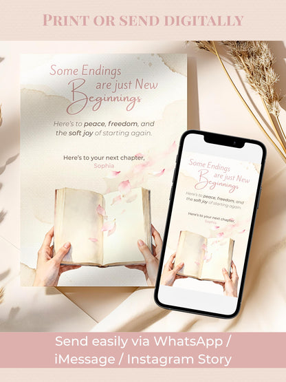 Printable Divorce, Separation, New Beginnings Card (Instant Digital Download Editable Canva Template) Friend Encouragement Well Wishes