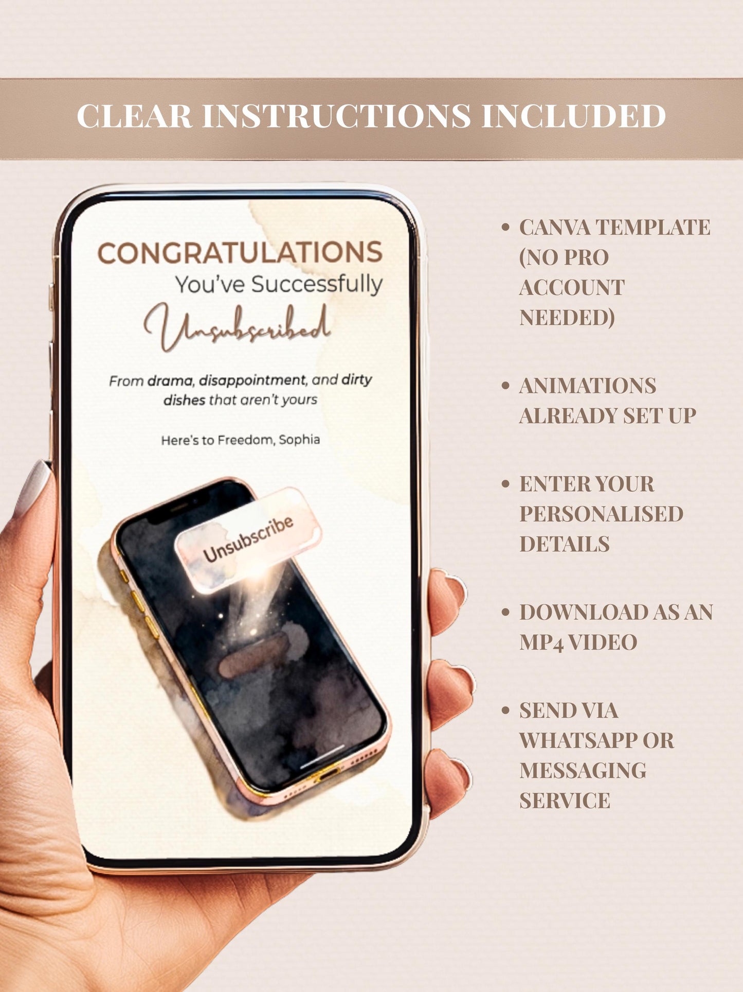 Animated Digital Card for Friend going through Divorce, Separation & Breakup (Digital Instant Download Editable Canva Template) Funny