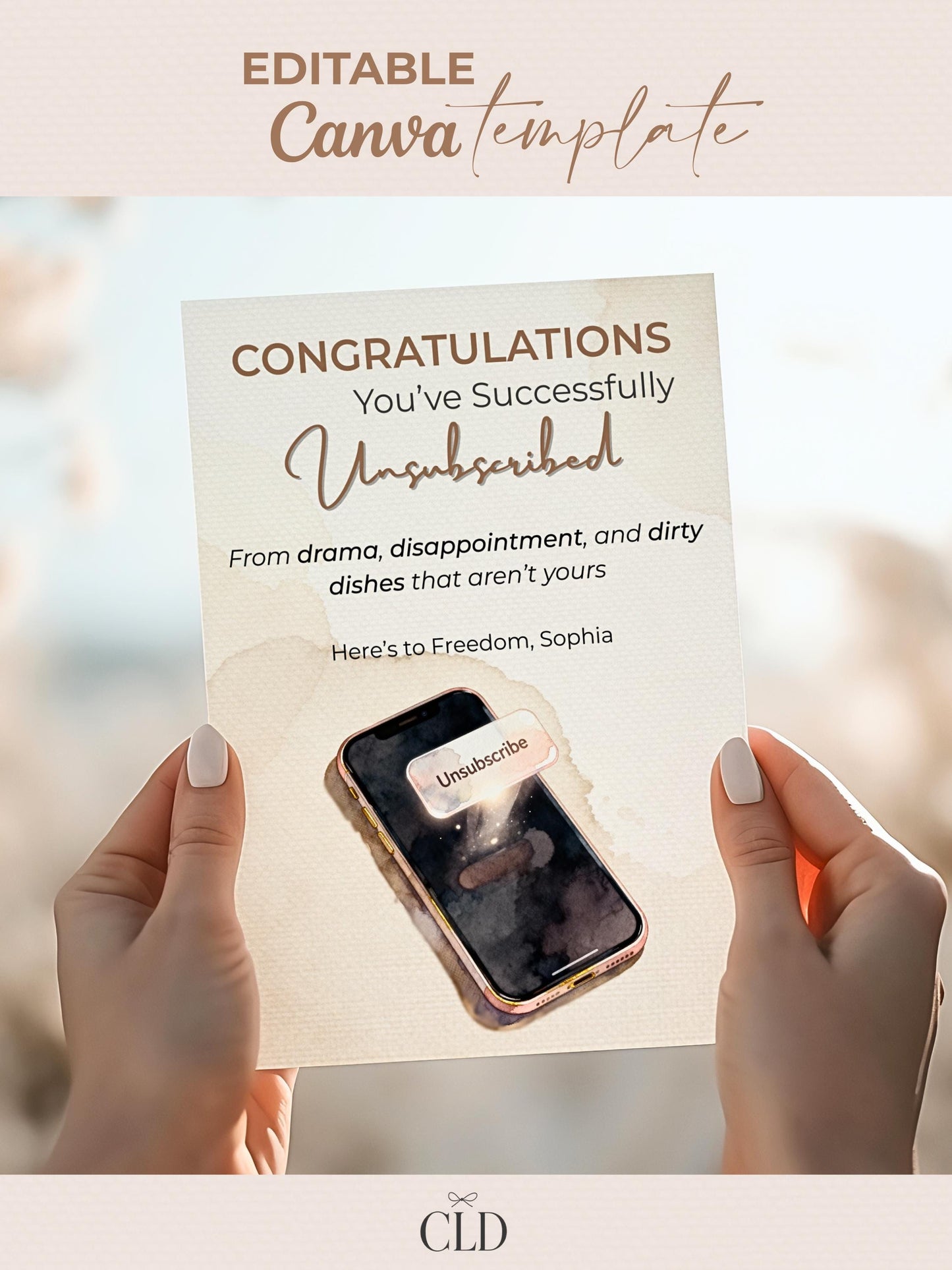 Printable Divorce, Separation, Breakup Card (Instant Digital Download Editable Canva Template) Friend Funny Well Wishes