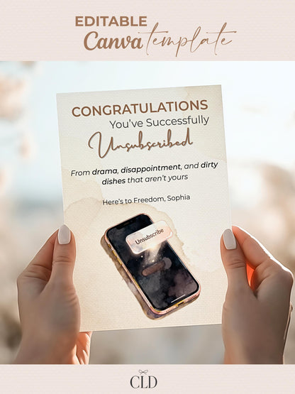 Printable Divorce, Separation, Breakup Card (Instant Digital Download Editable Canva Template) Friend Funny Well Wishes