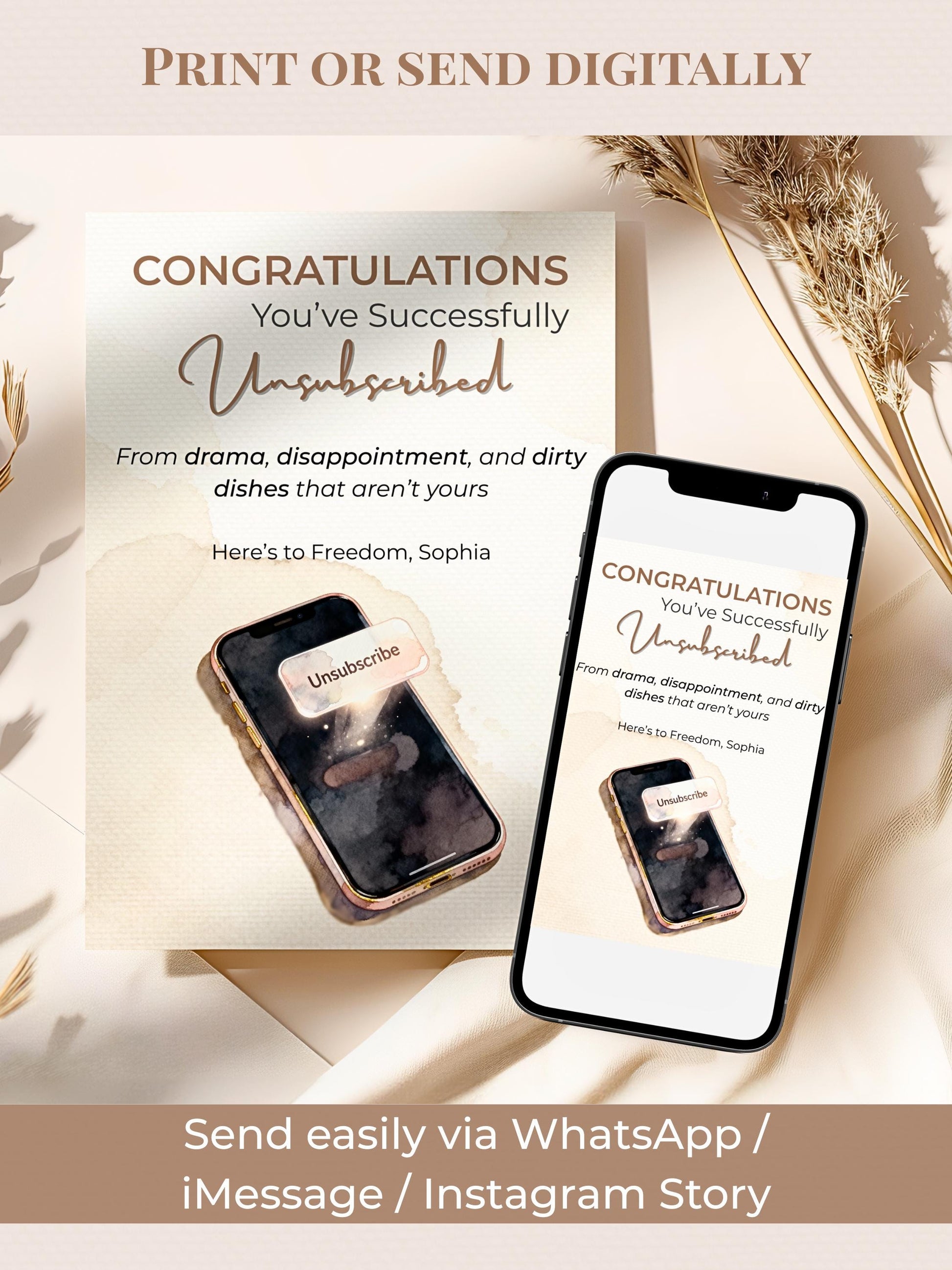 Printable Divorce, Separation, Breakup Card (Instant Digital Download Editable Canva Template) Friend Funny Well Wishes