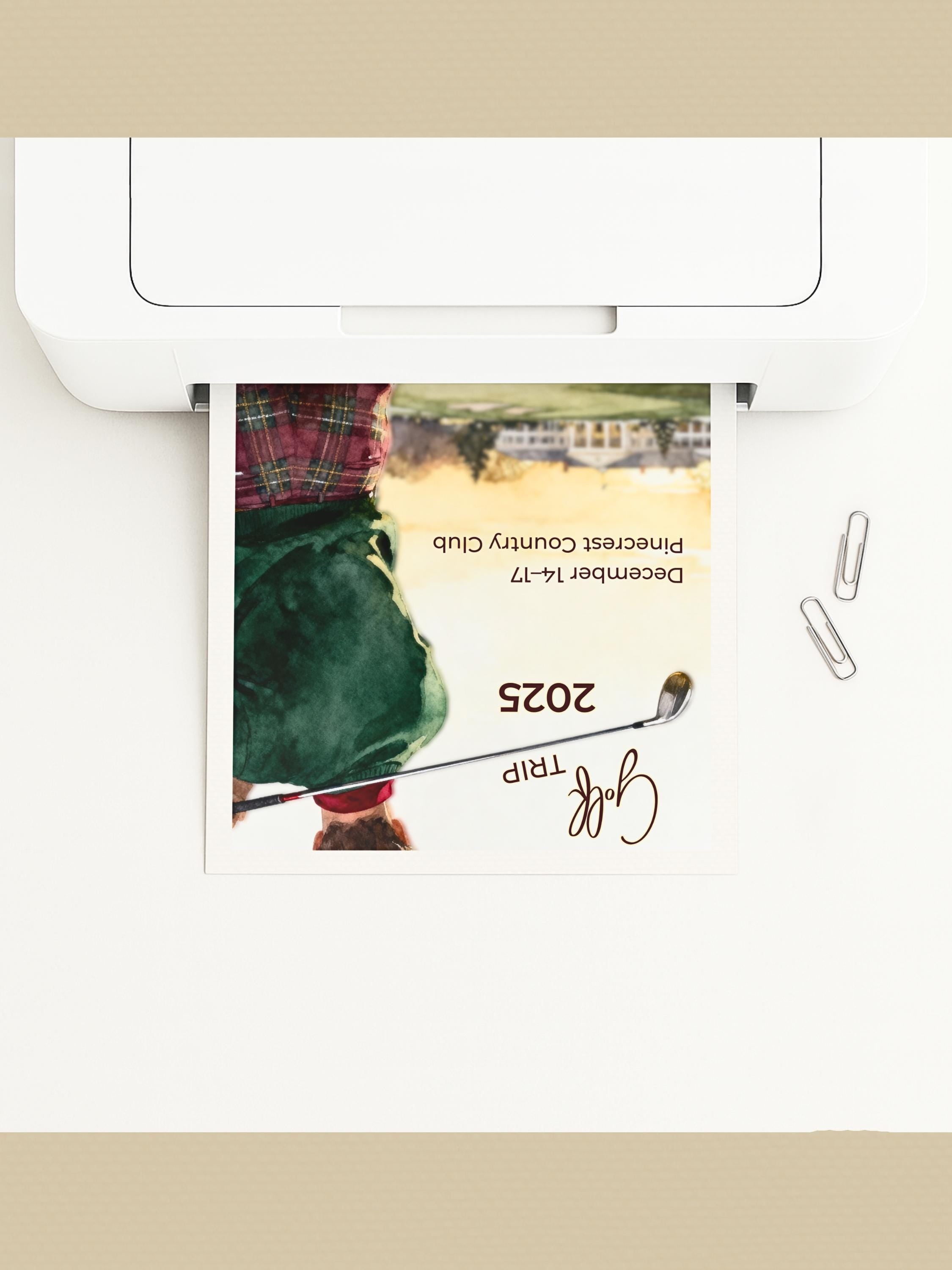 Golf Trip Invitation Template - Editable Canva Golfing Weekend Evite - Plaid Country Club Digital Instant Download Printable Invite