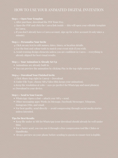 Animated Ballerina Birthday Invitation-Dance Kids Party Invite (Custom Instant Download Canva Template) Elegant Music Box Video Evite