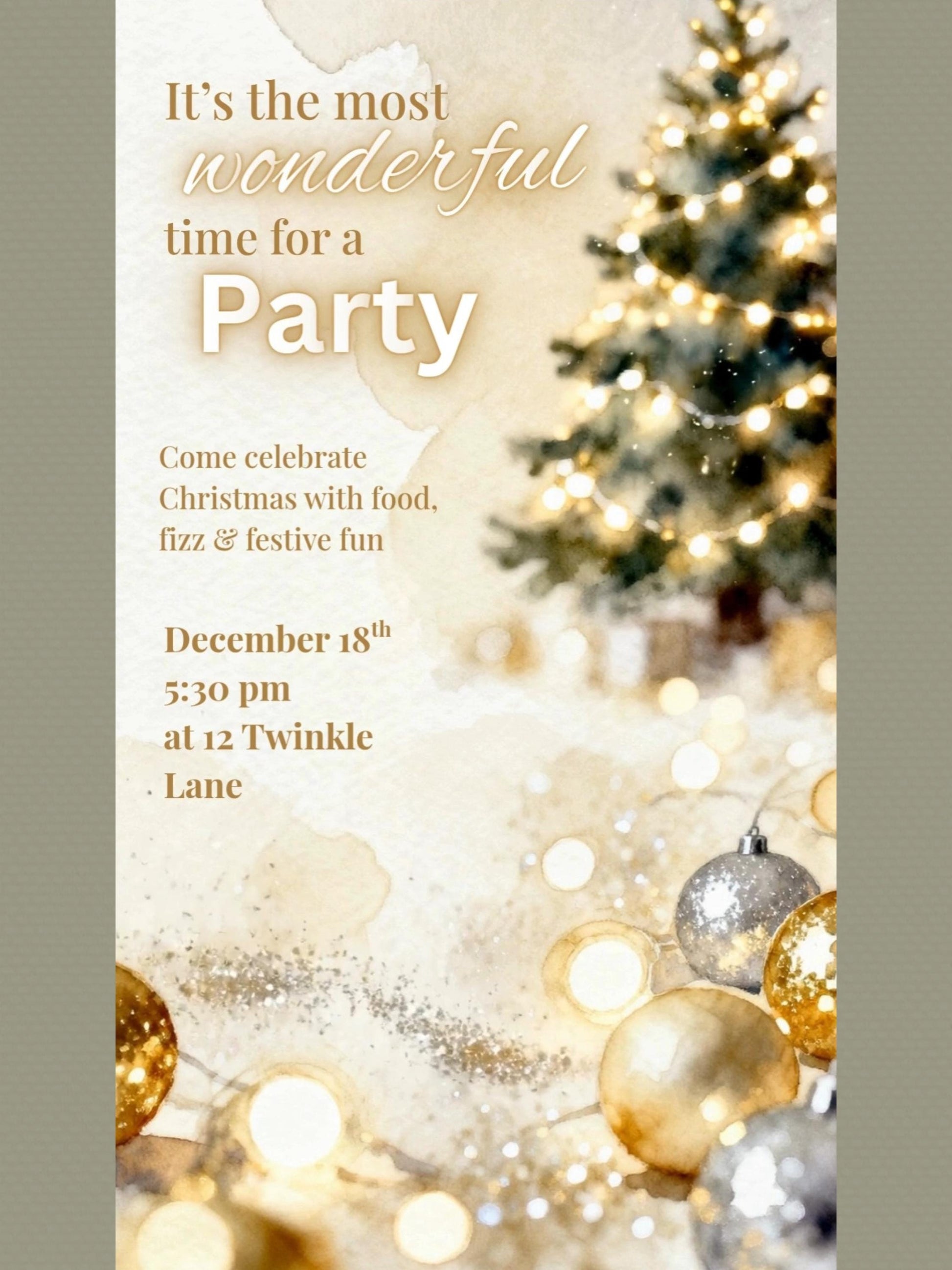 Animated Sparkle Christmas Party Invitation - Festive Holiday Video Invite (Editable Instant Download Digital Canva Template Evite)