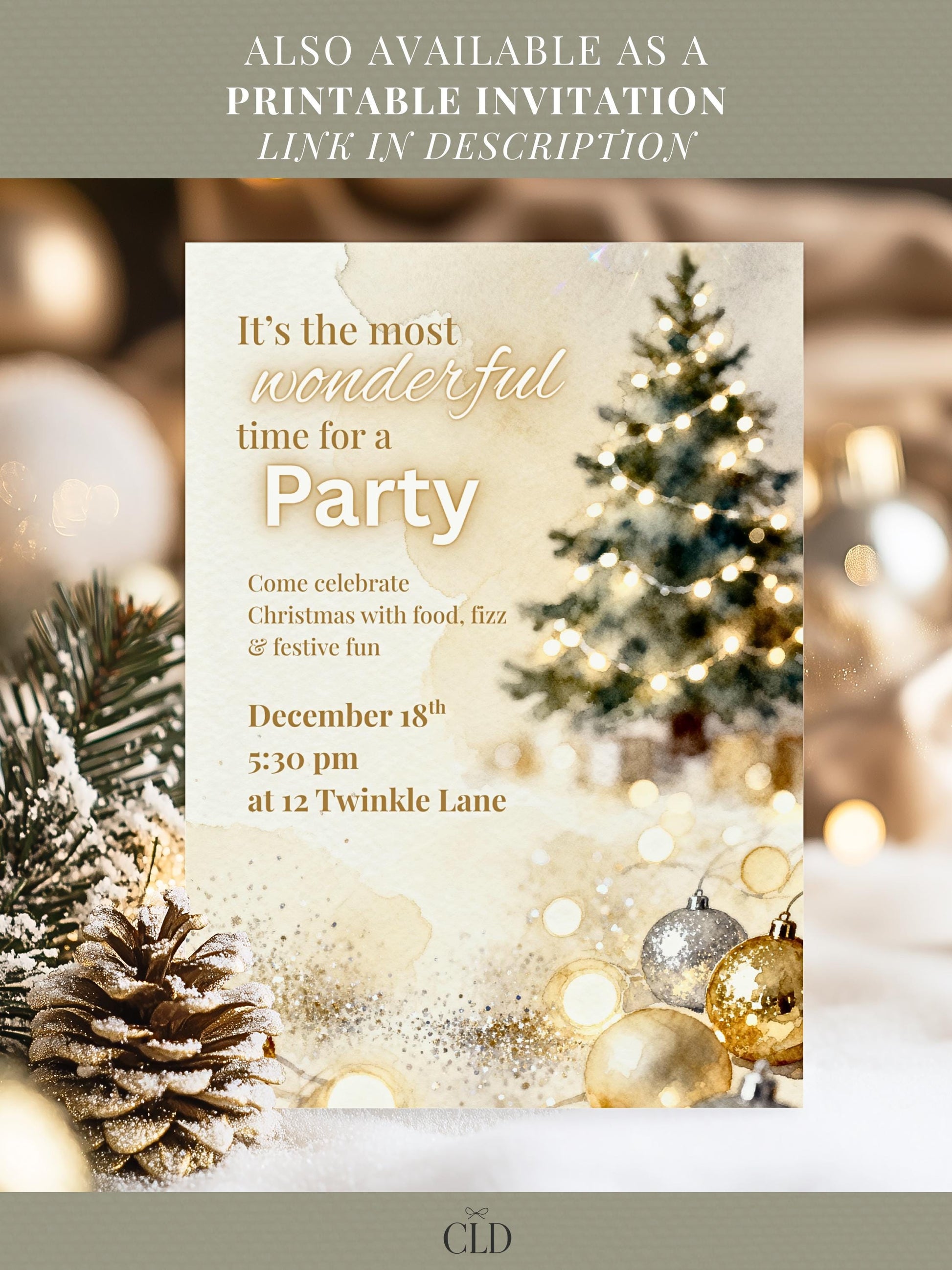 Animated Sparkle Christmas Party Invitation - Festive Holiday Video Invite (Editable Instant Download Digital Canva Template Evite)