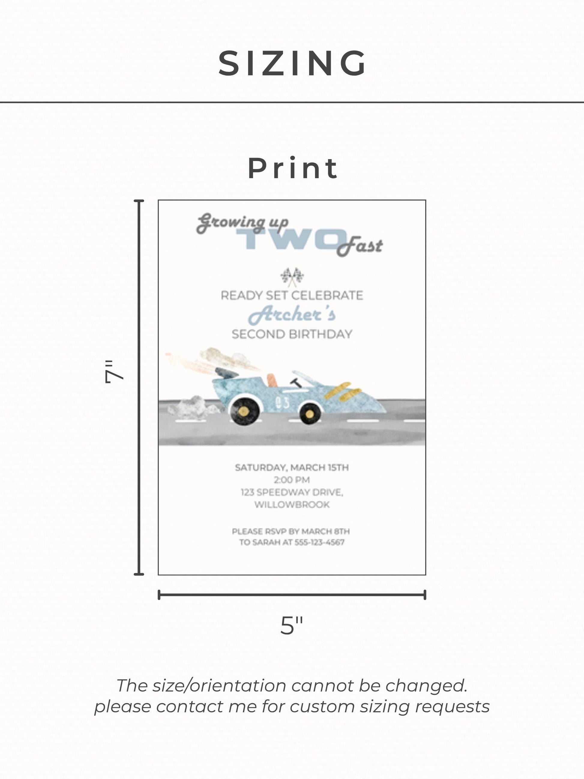 Racing Car 2nd Birthday Invite Printable (Instant Download Editable Canva Template) Custom Digital Video Invitation for Boy’s Party