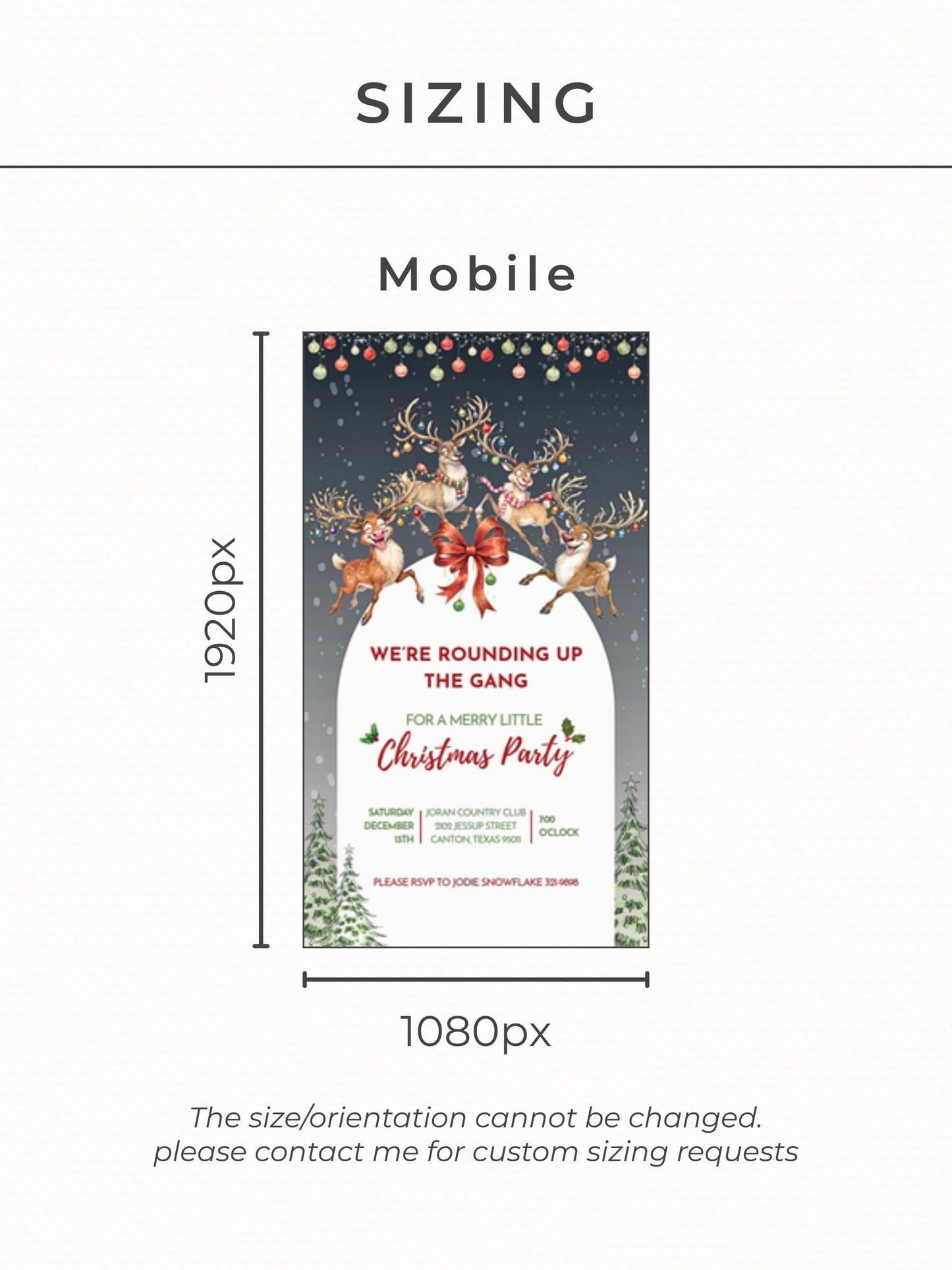 Animated Christmas Evite - Fun Reindeer Holiday Party Digital Invitation with Envelope Opening Festive Music Instant Download Canva Template