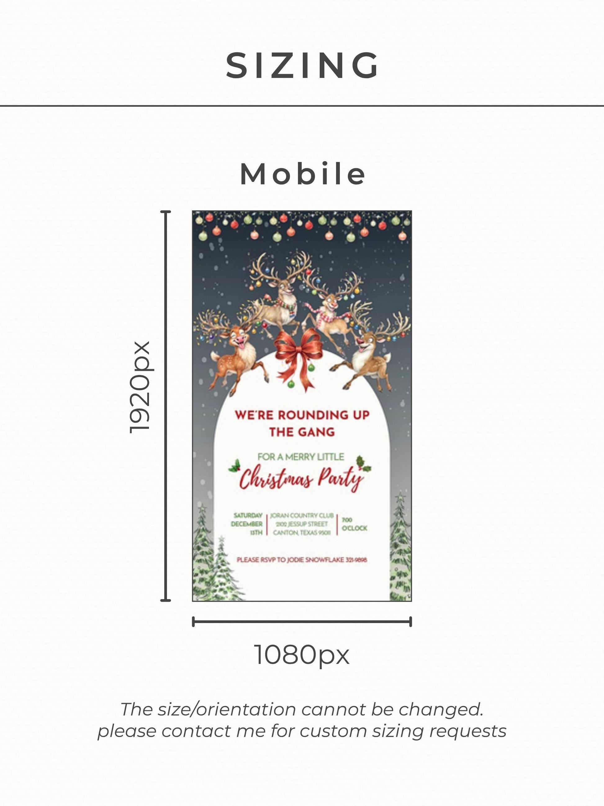 Animated Christmas Evite - Fun Reindeer Holiday Party Digital Invitation with Envelope Opening Festive Music Instant Download Canva Template