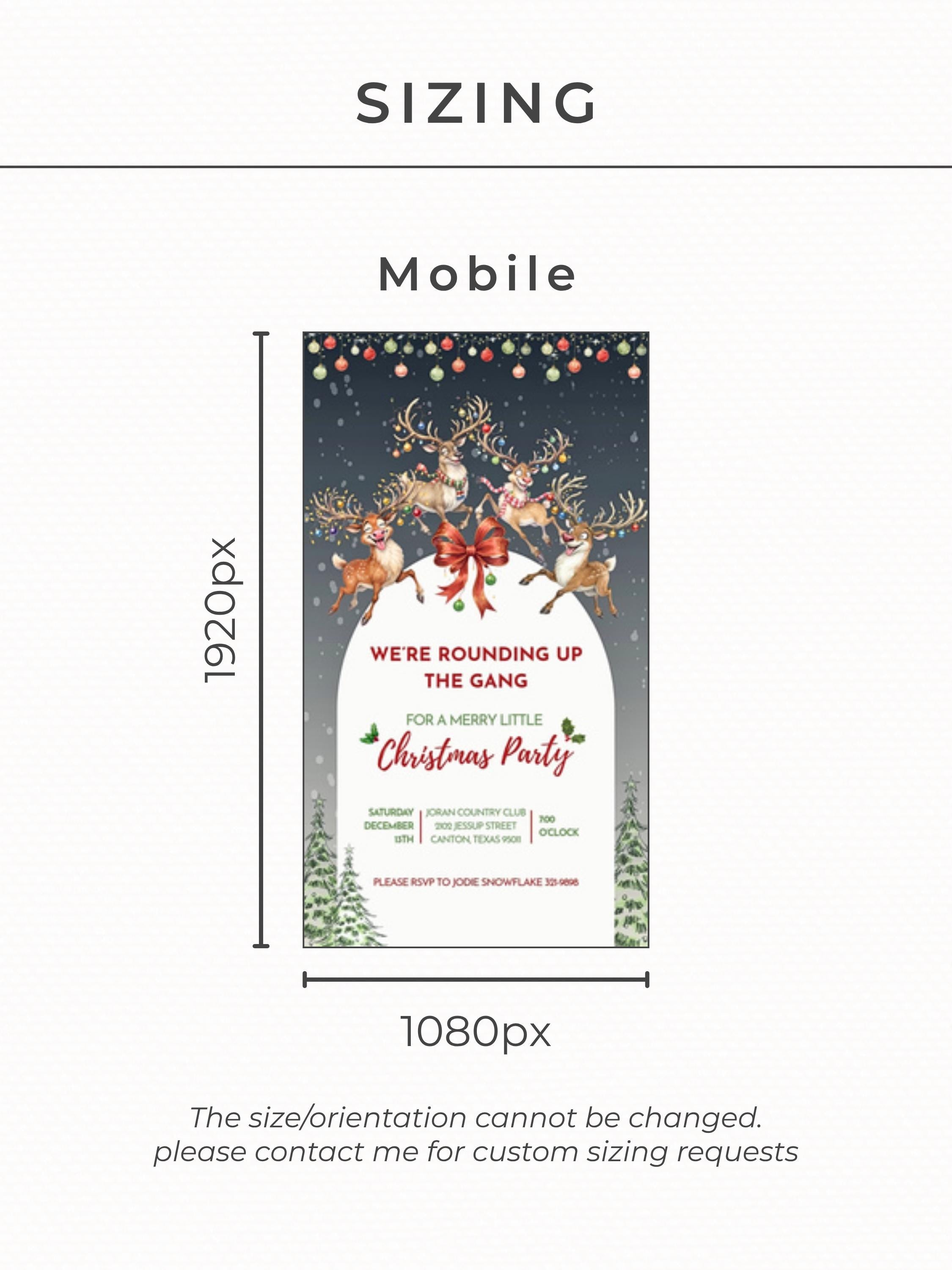 Animated Christmas Evite - Fun Reindeer Holiday Party Digital Invitation with Envelope Opening Festive Music Instant Download Canva Template