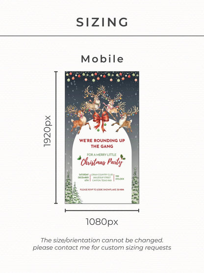 Animated Christmas Evite - Fun Reindeer Holiday Party Digital Invitation with Envelope Opening Festive Music Instant Download Canva Template