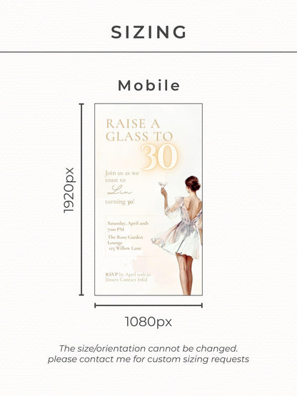 Animated 30th Birthday Invitation, Champagne Toast Digital Evite (Instant Download Editable Canva Template) Video Invite for WhatsApp/Text